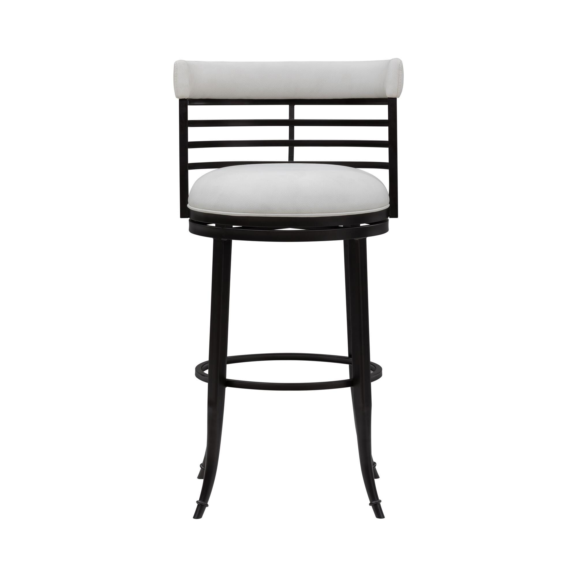 Armen Living TELIA Swivel Bar Height Barstool, White, large