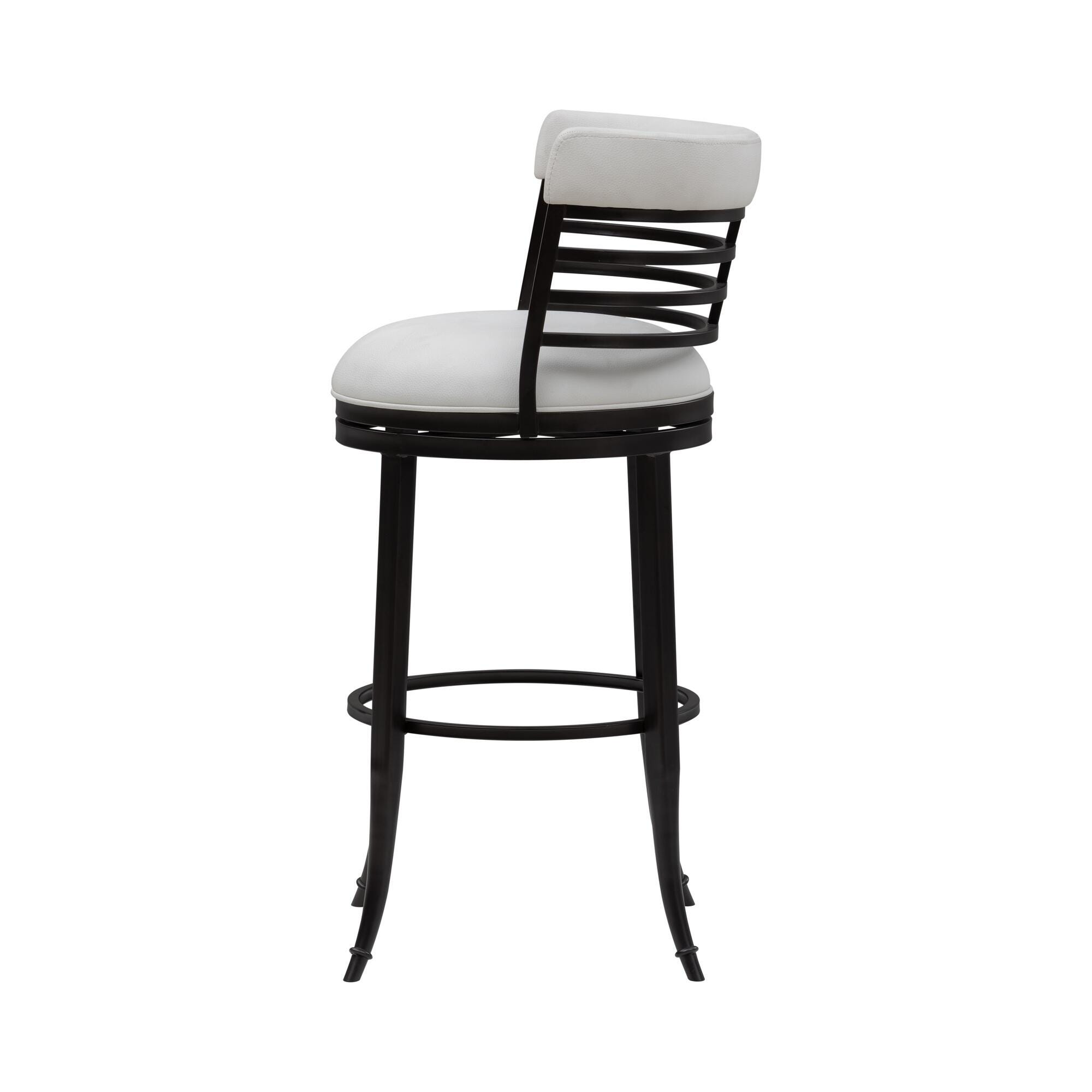 Armen Living TELIA Swivel Bar Height Barstool, White, large