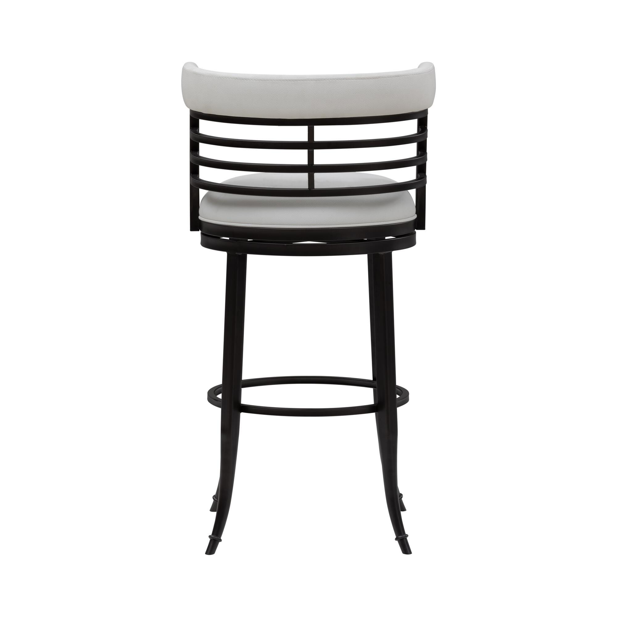 Armen Living TELIA Swivel Bar Height Barstool, White, large