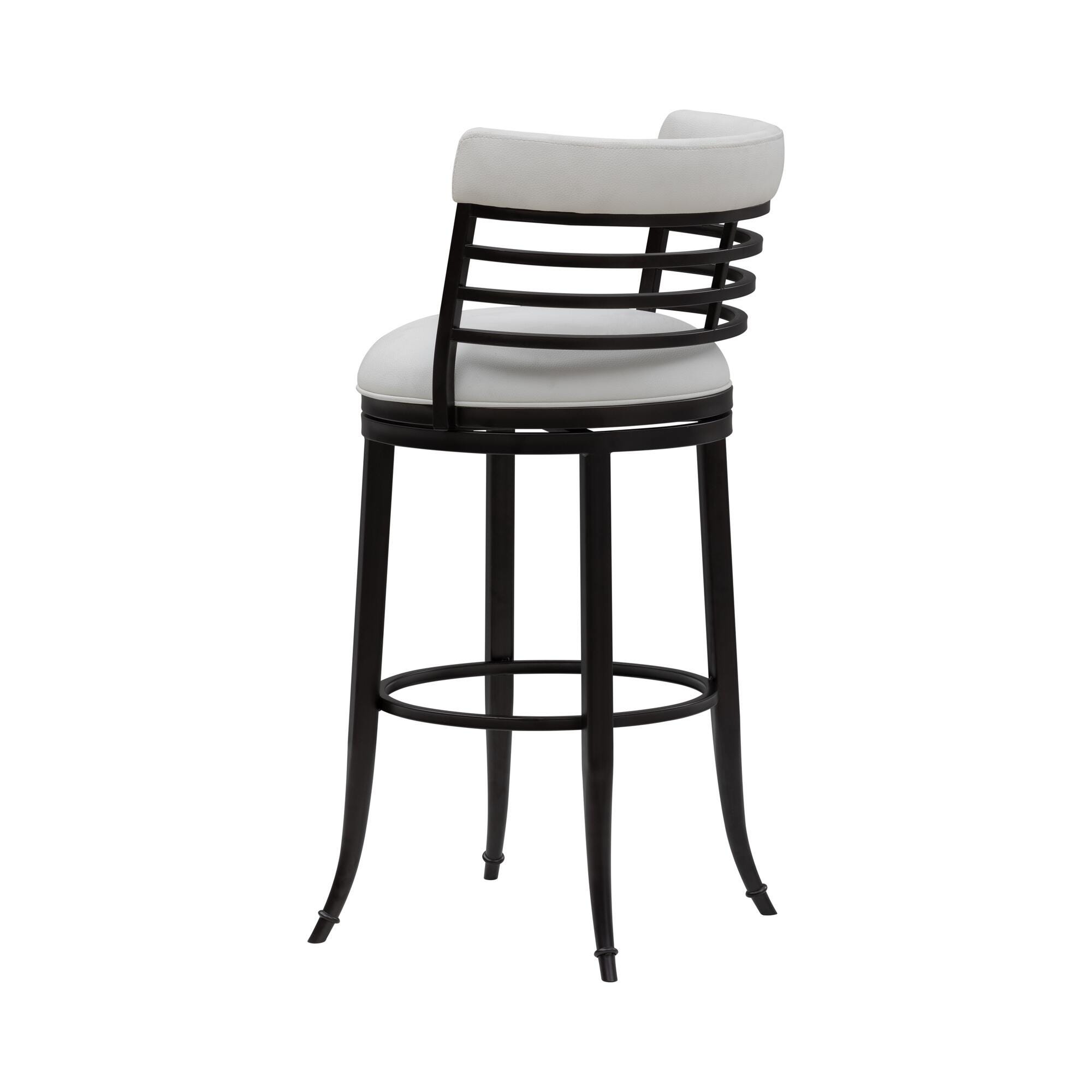 Armen Living TELIA Swivel Bar Height Barstool, White, large