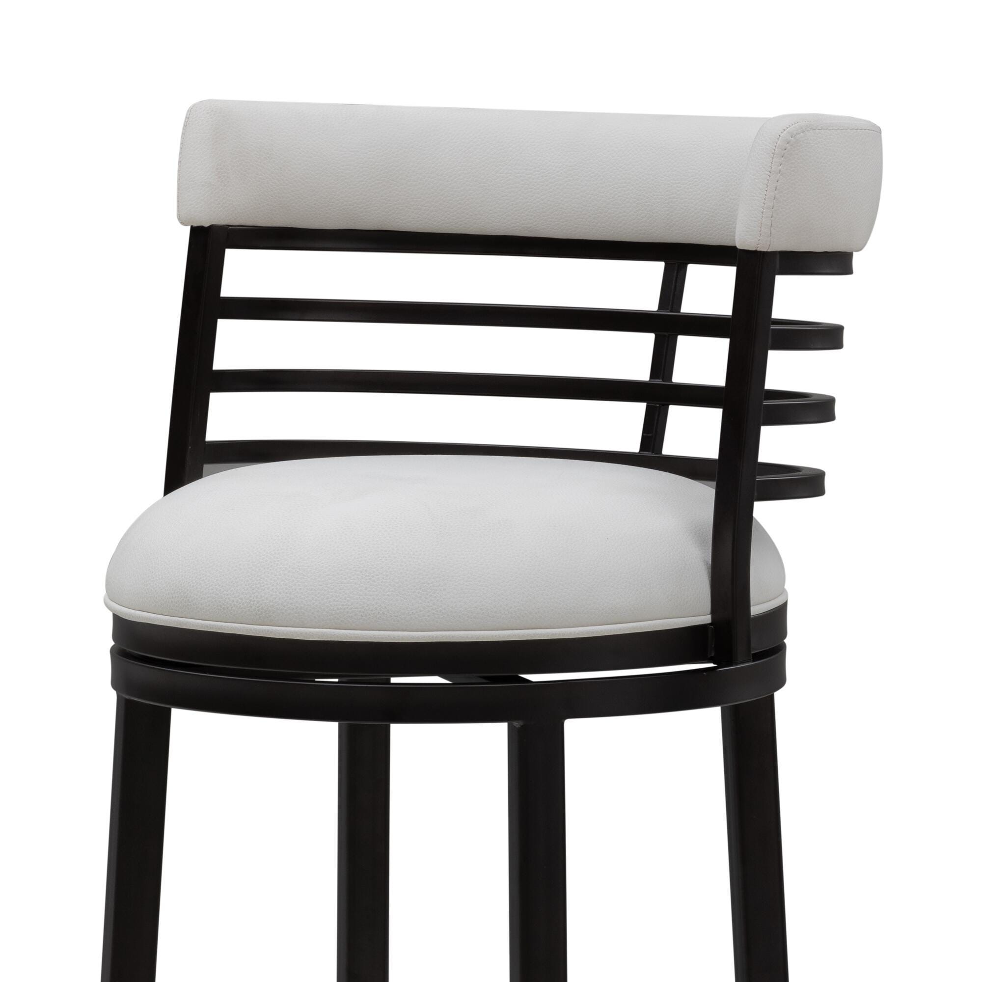 Armen Living TELIA Swivel Bar Height Barstool, White, large