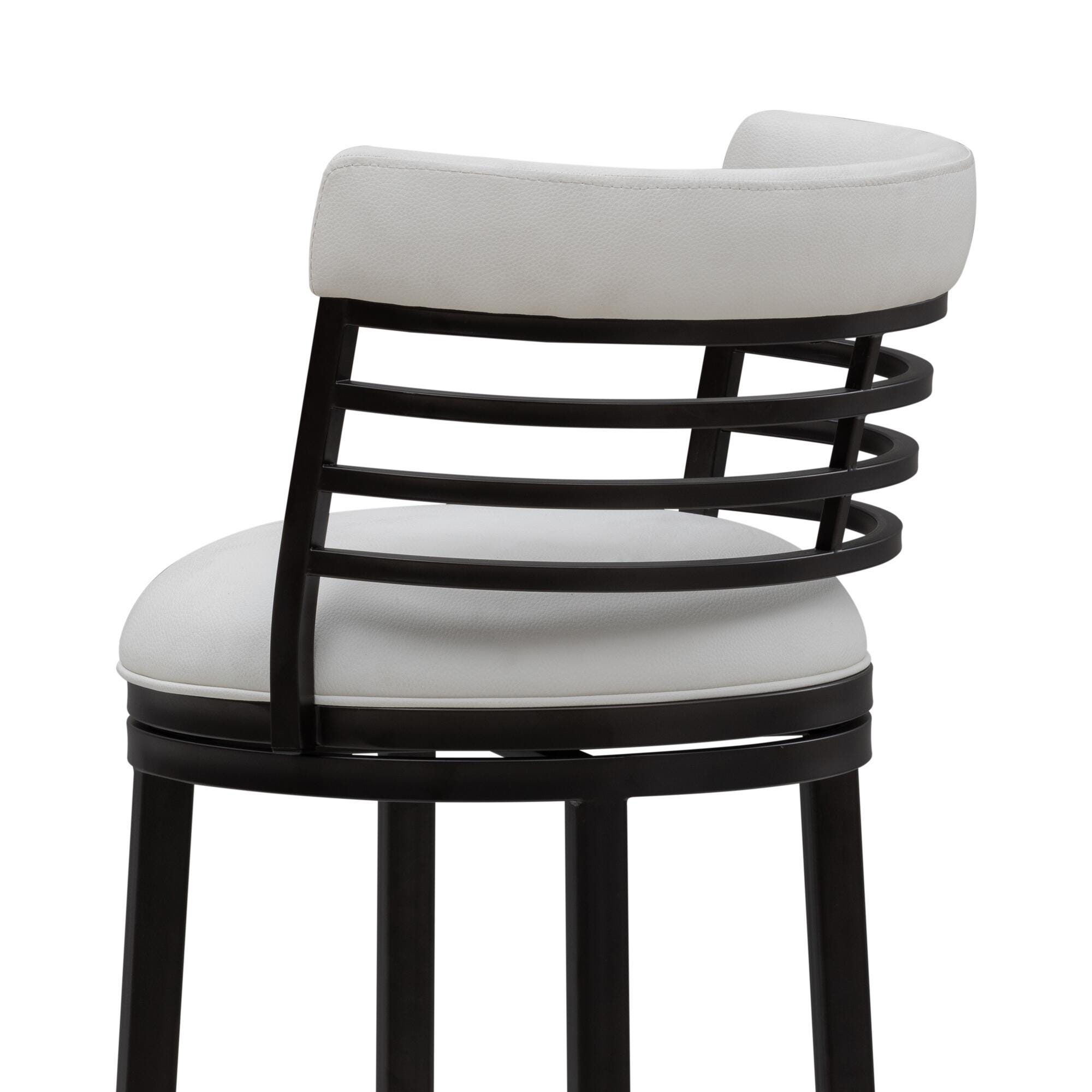 Armen Living TELIA Swivel Bar Height Barstool, White, large