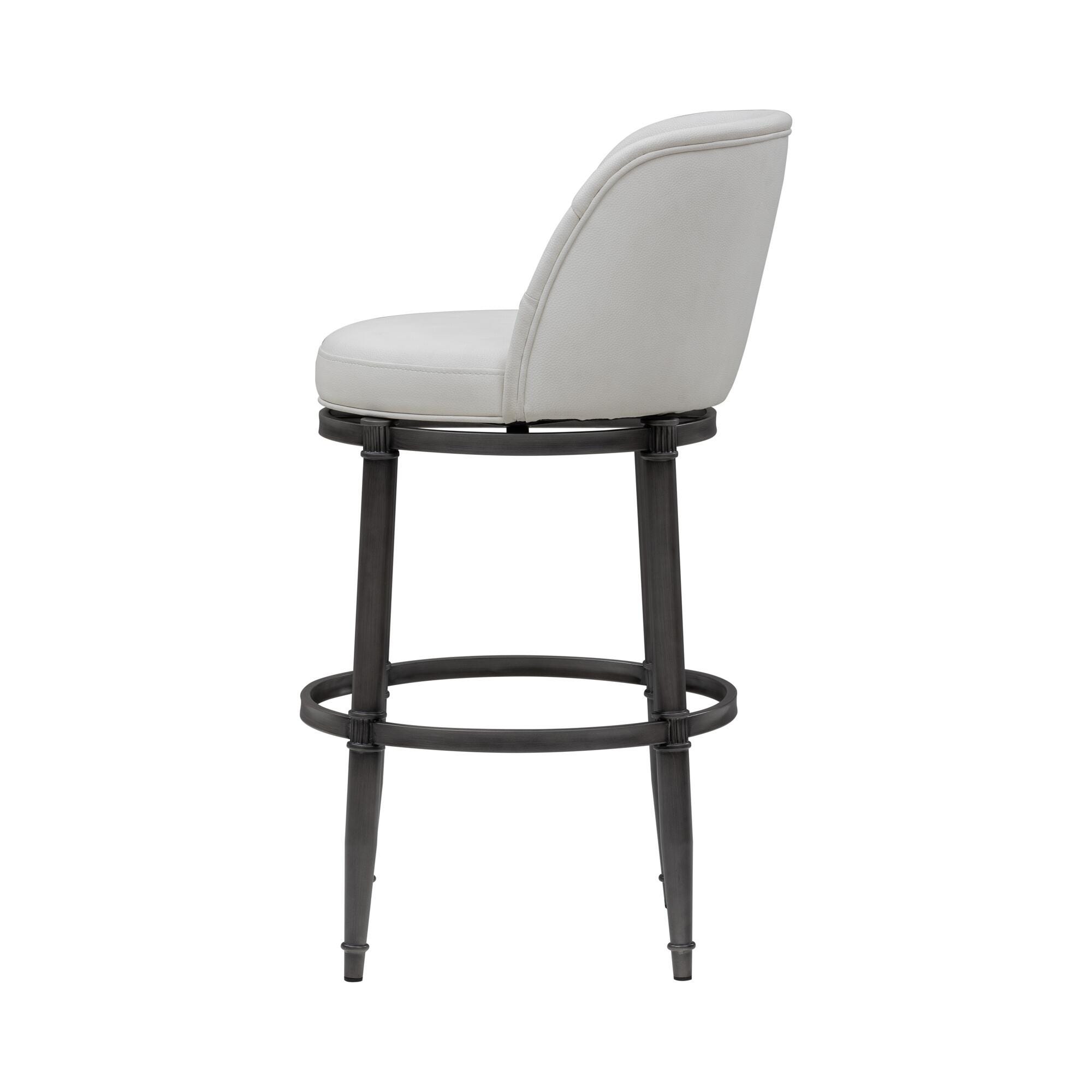 Armen Living EUNICE Swivel Bar Height Barstool, White, large