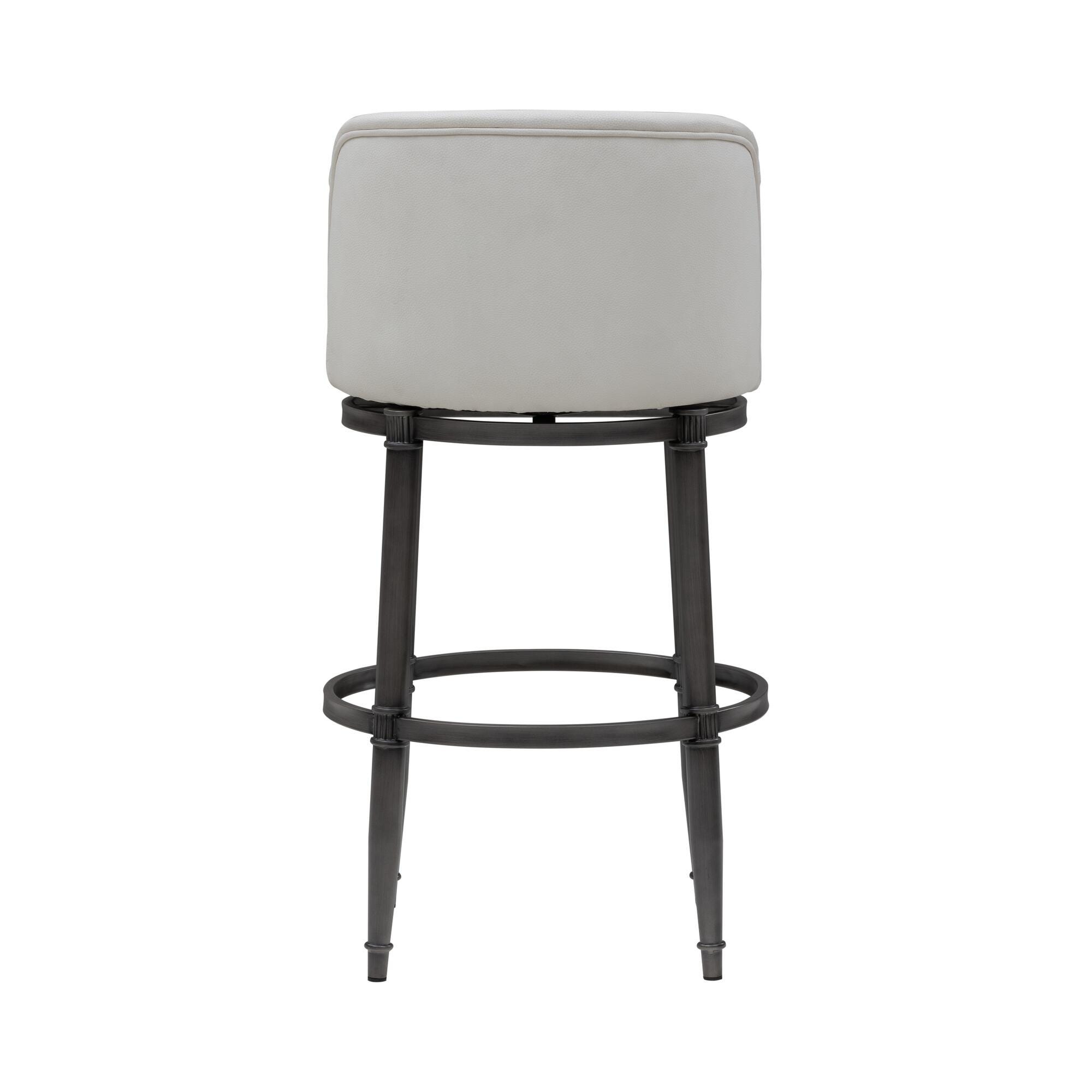 Armen Living EUNICE Swivel Bar Height Barstool, White, large