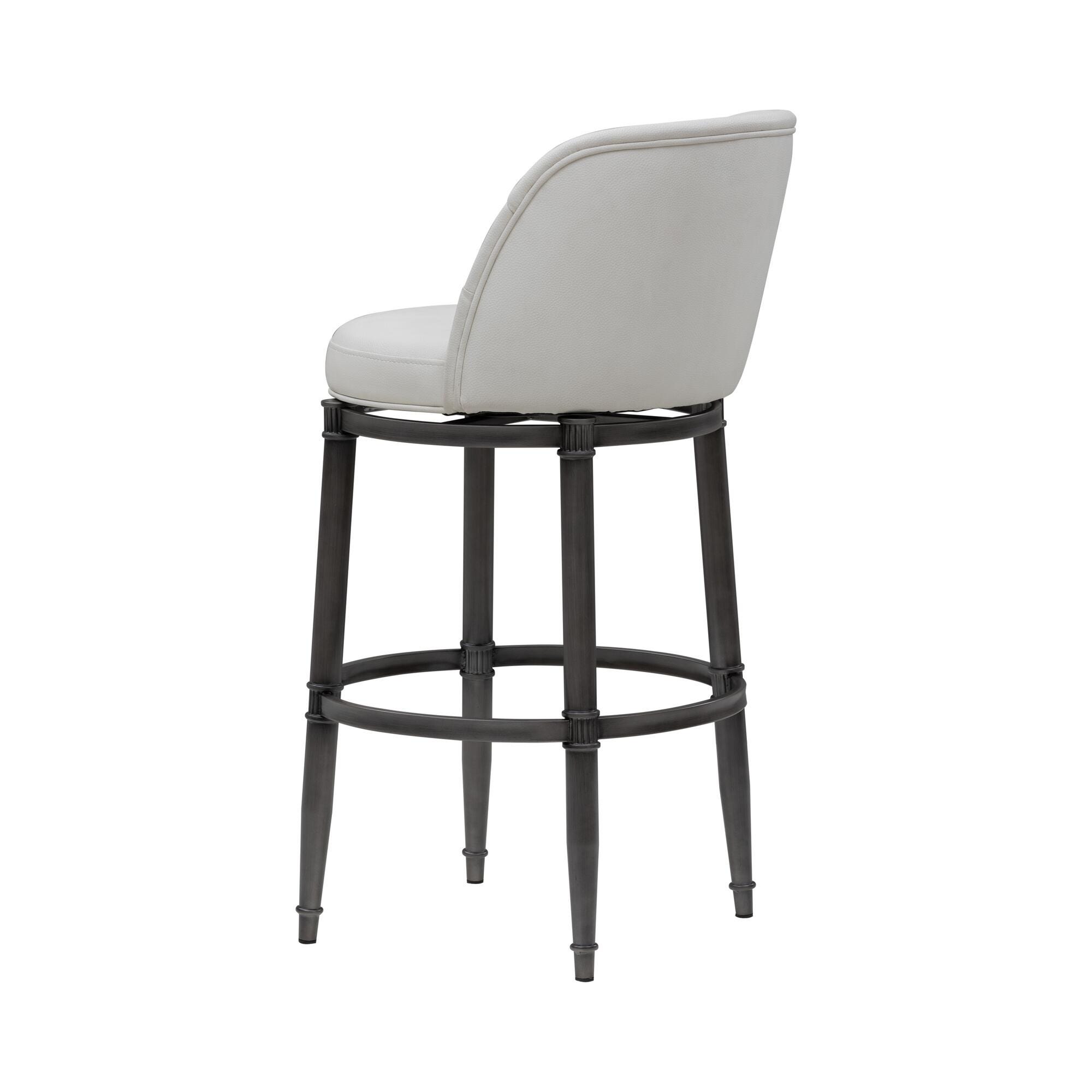 Armen Living EUNICE Swivel Bar Height Barstool, White, large