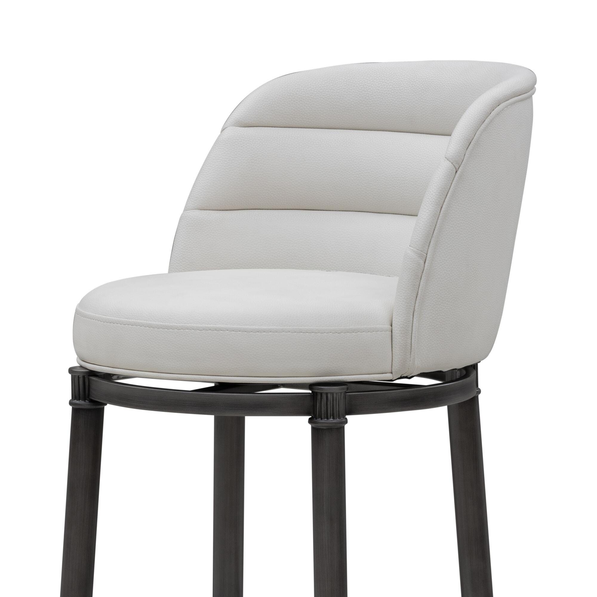 Armen Living EUNICE Swivel Bar Height Barstool, White, large