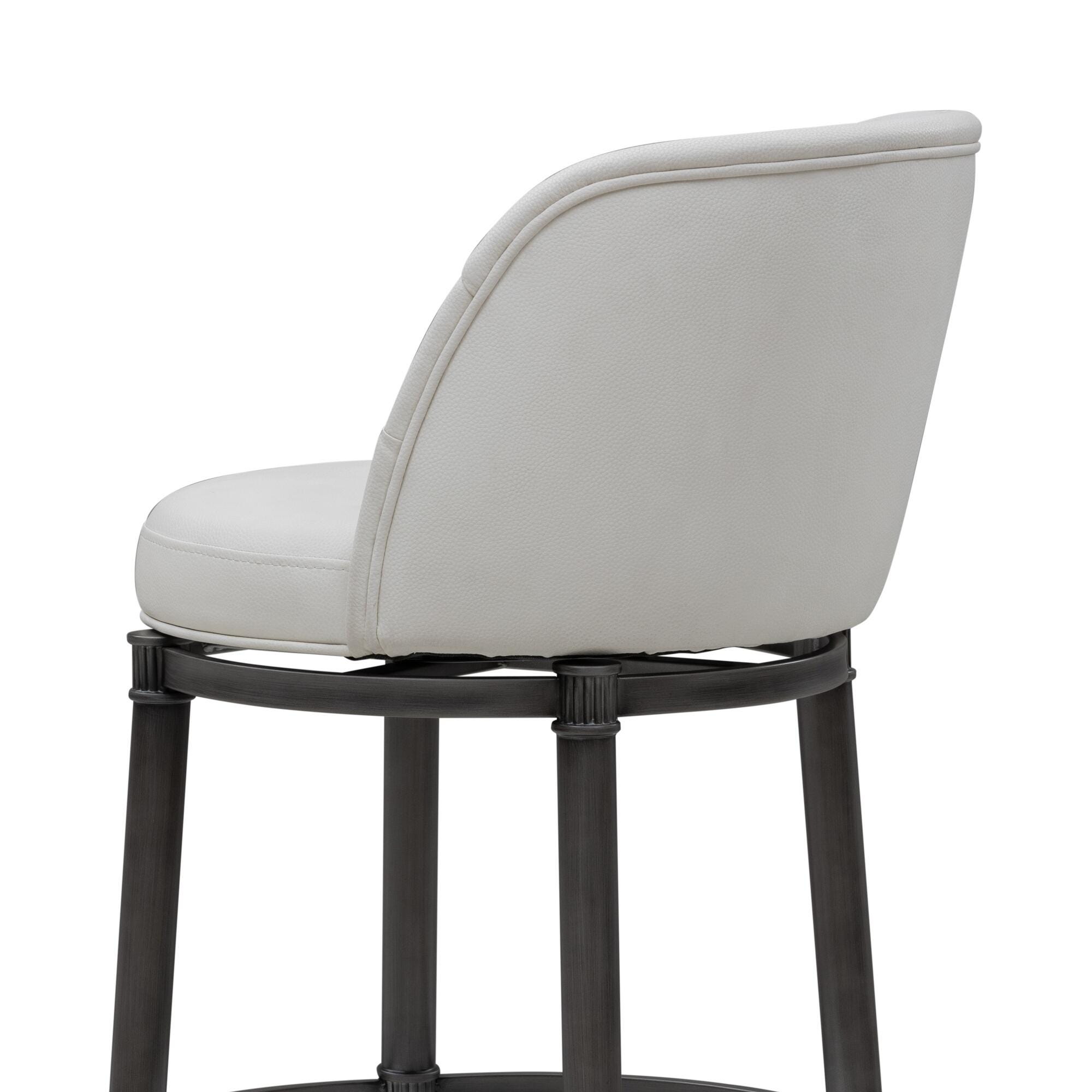 Armen Living EUNICE Swivel Bar Height Barstool, White, large