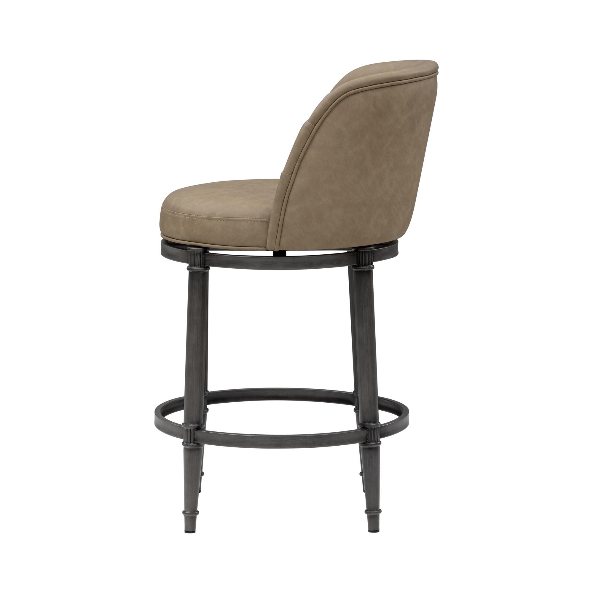 Armen Living EUNICE Swivel Counter Height Barstool, Taupe, large
