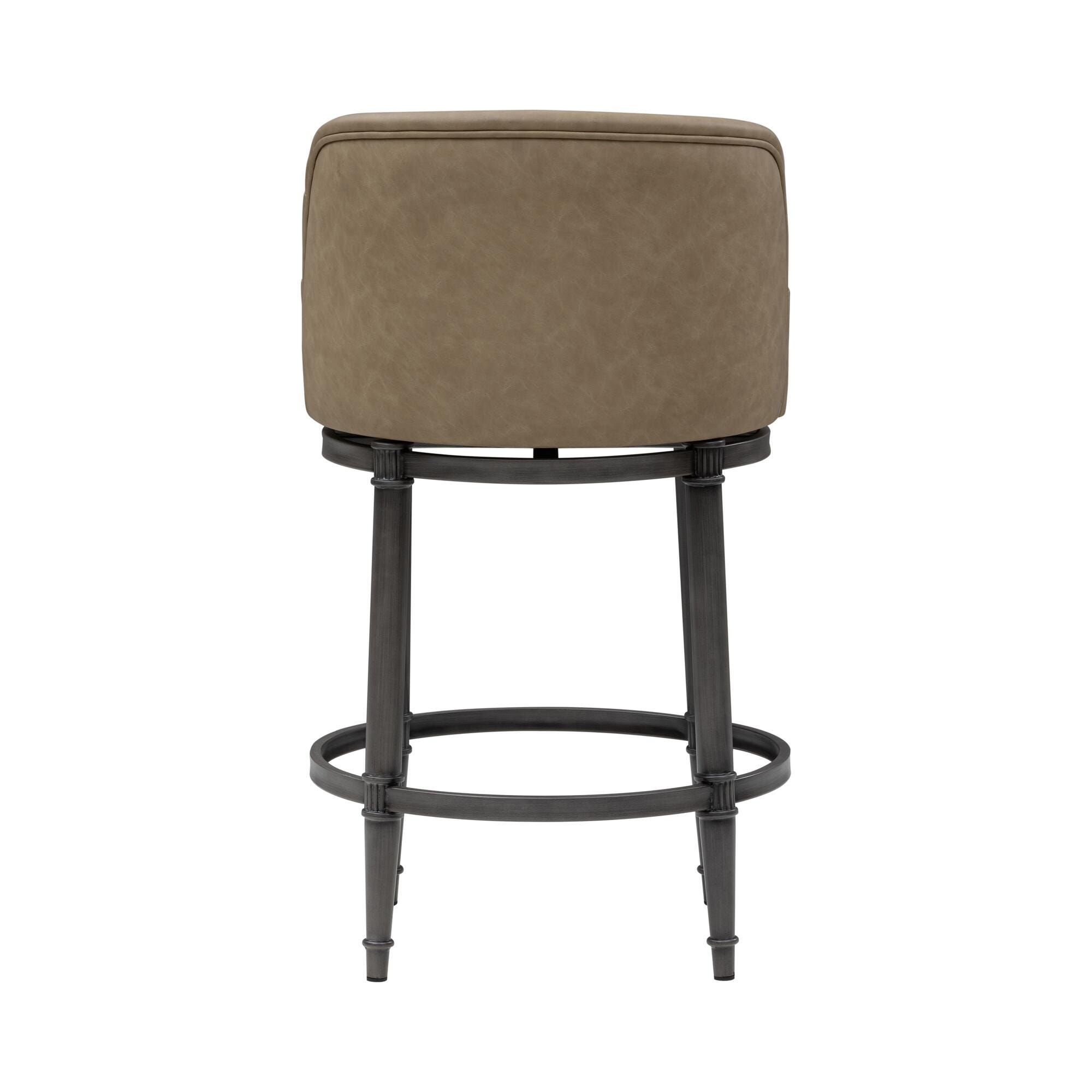 Armen Living EUNICE Swivel Counter Height Barstool, Taupe, large