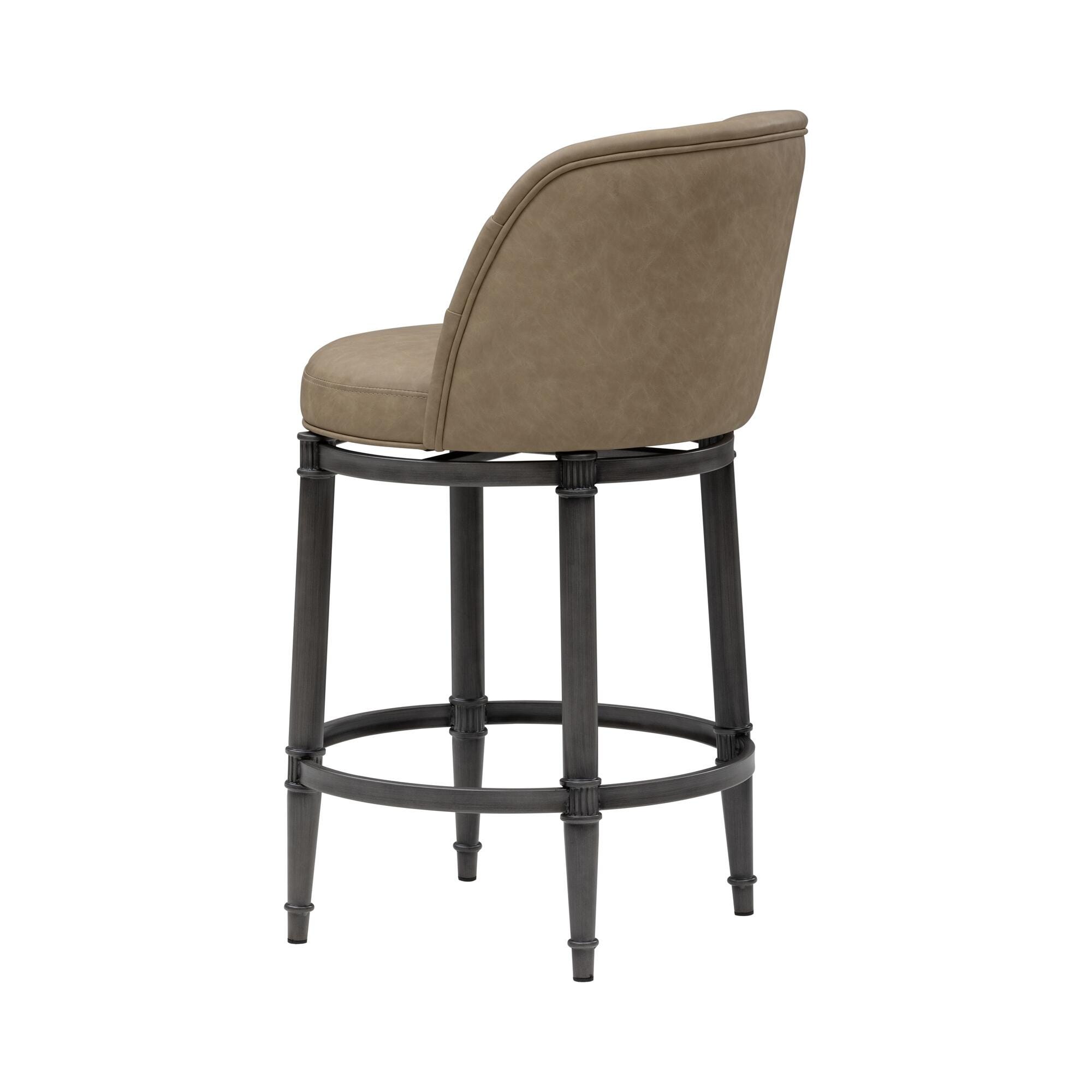 Armen Living EUNICE Swivel Counter Height Barstool, Taupe, large