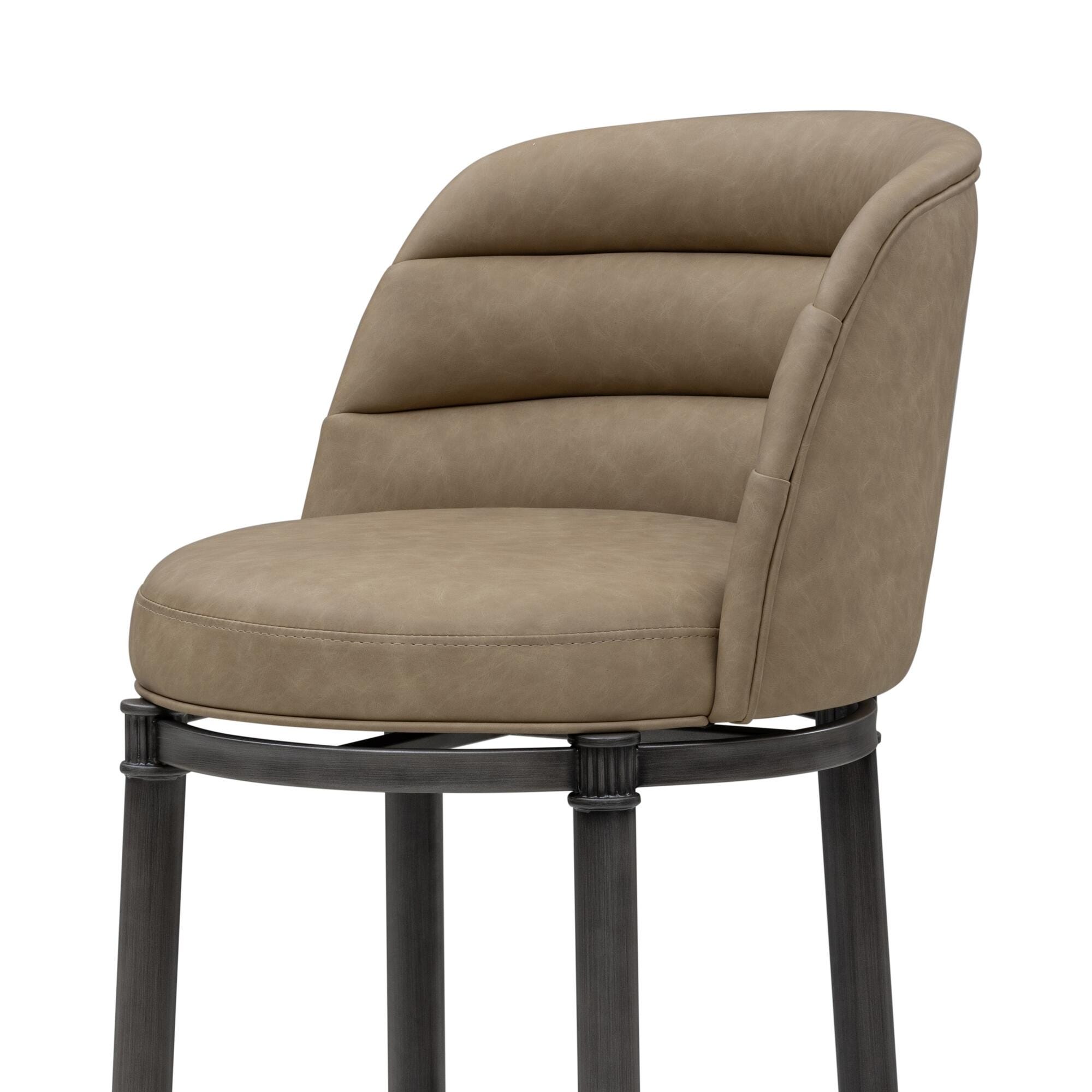 Armen Living EUNICE Swivel Counter Height Barstool, Taupe, large