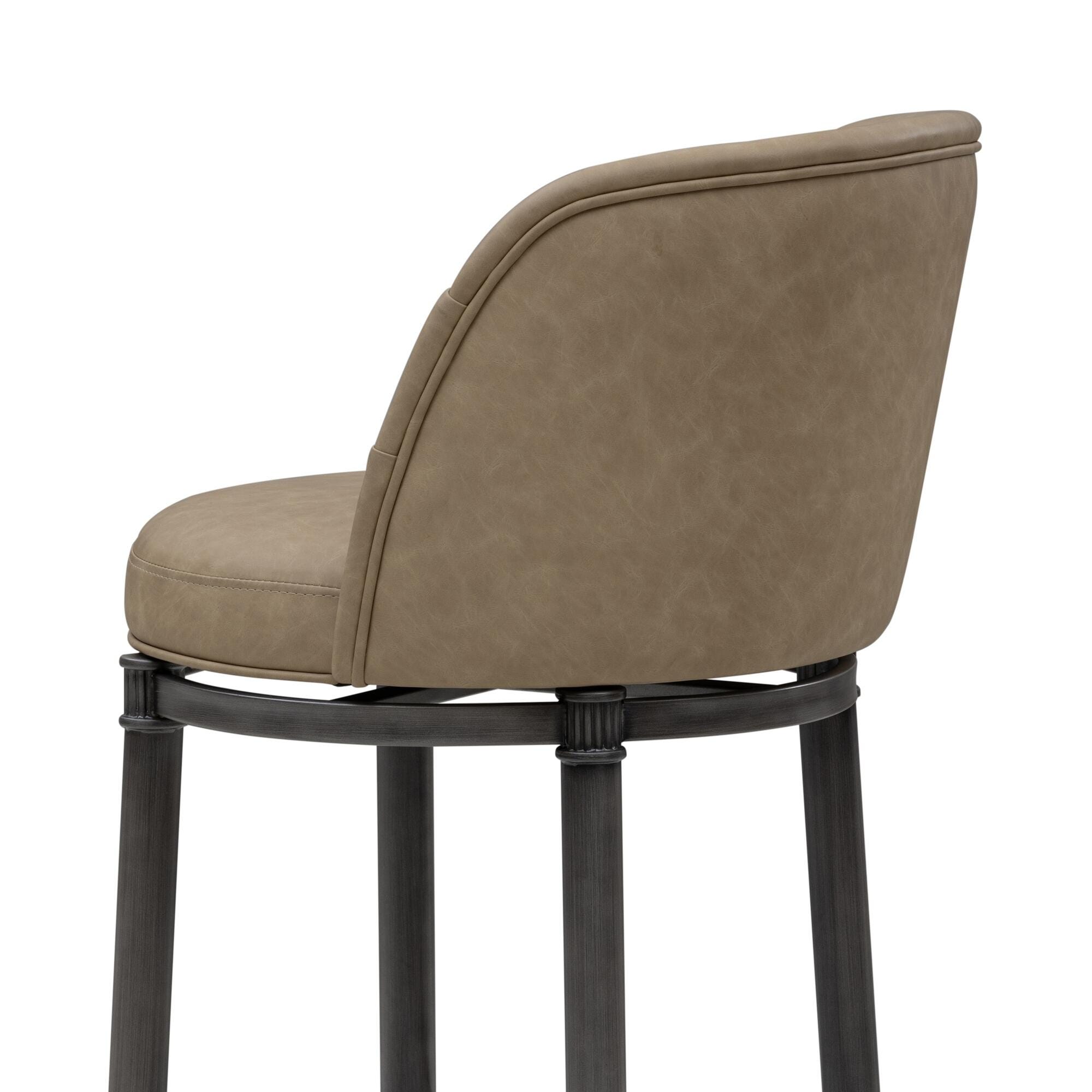 Armen Living EUNICE Swivel Counter Height Barstool, Taupe, large