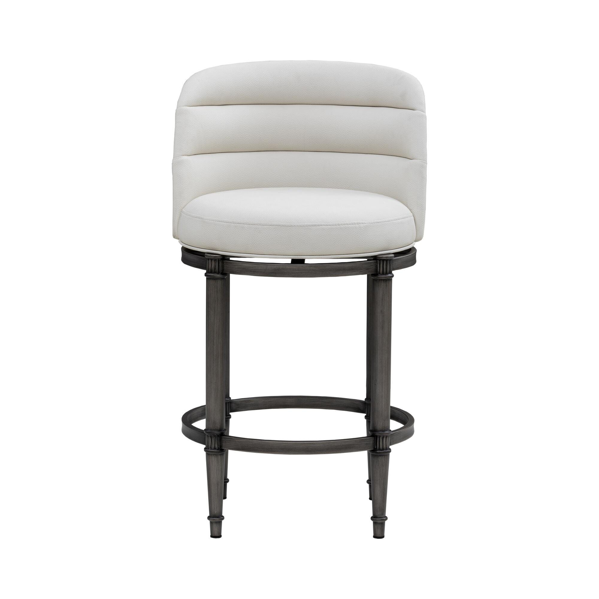 Armen Living EUNICE Swivel Counter Height Barstool, White, large