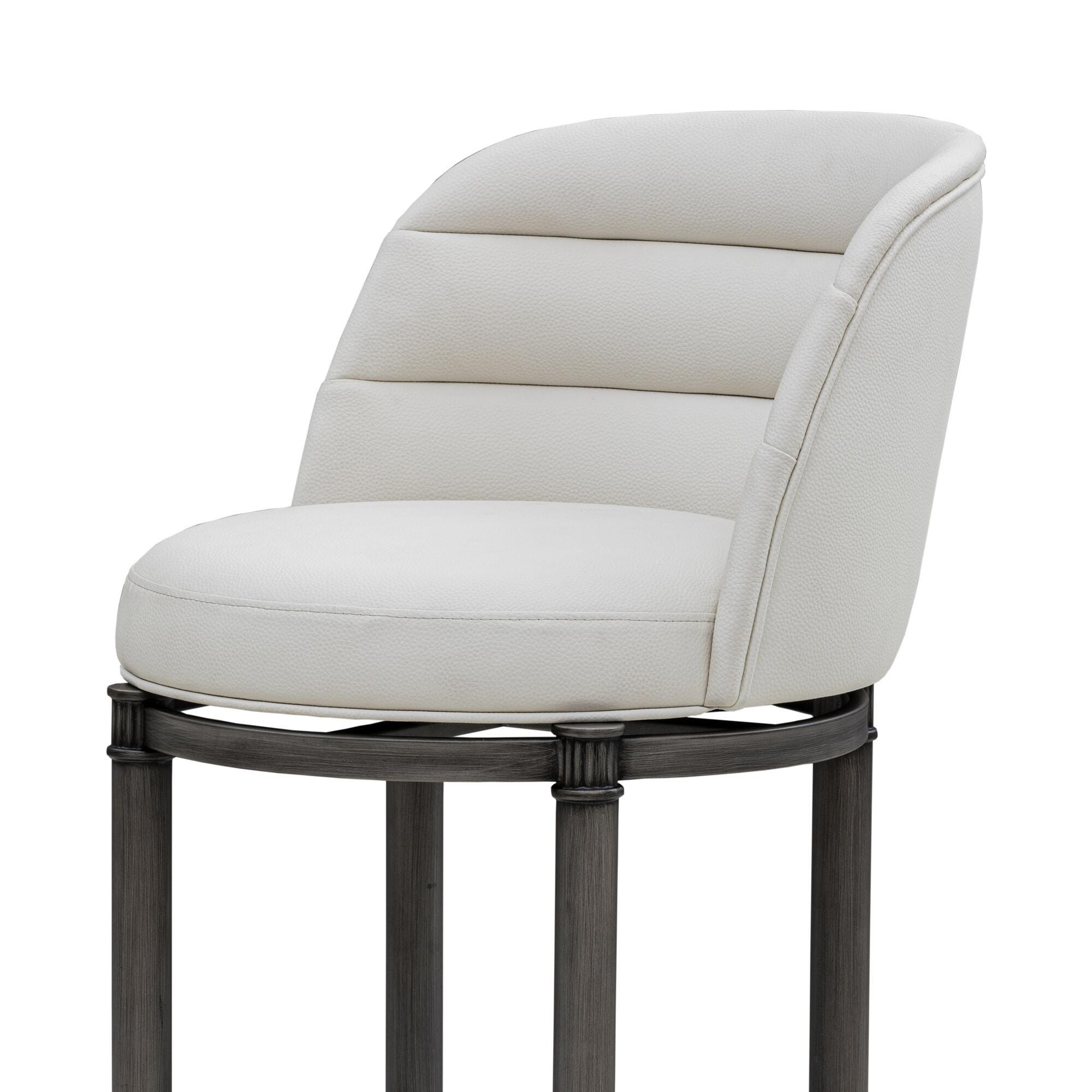 Armen Living EUNICE Swivel Counter Height Barstool, White, large