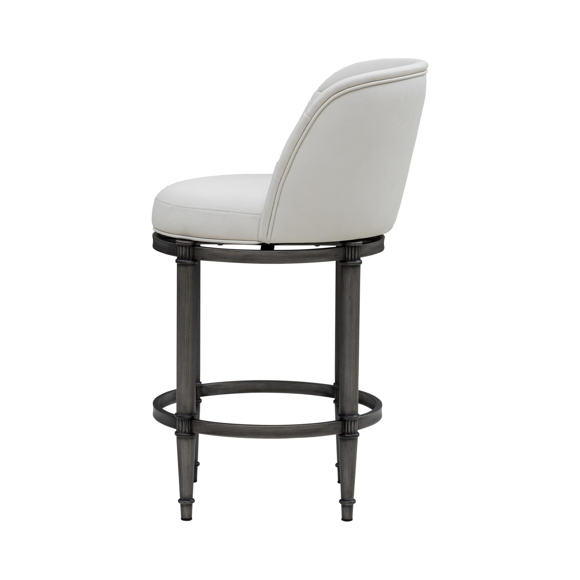 Armen Living EUNICE Swivel Counter Height Barstool, White, large