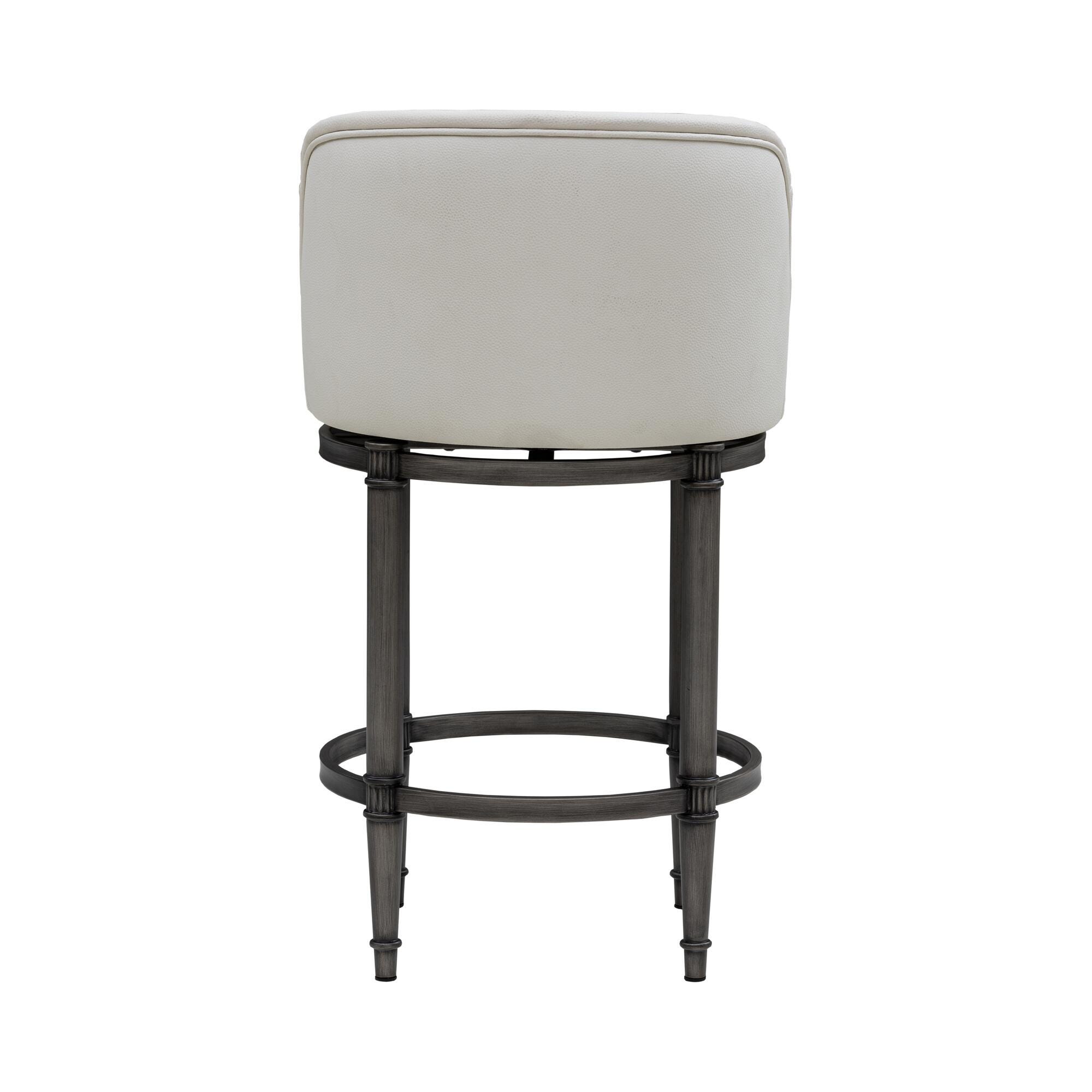 Armen Living EUNICE Swivel Counter Height Barstool, White, large