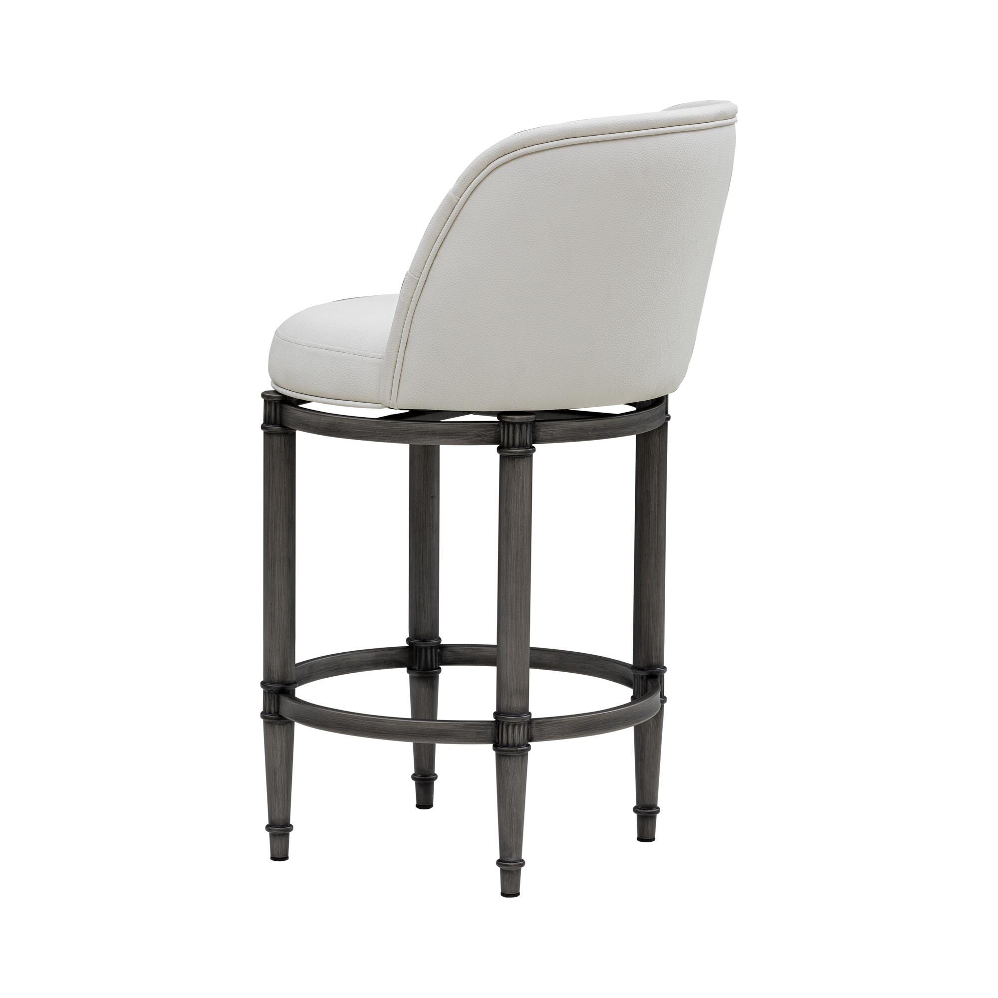 Armen Living EUNICE Swivel Counter Height Barstool, White, large