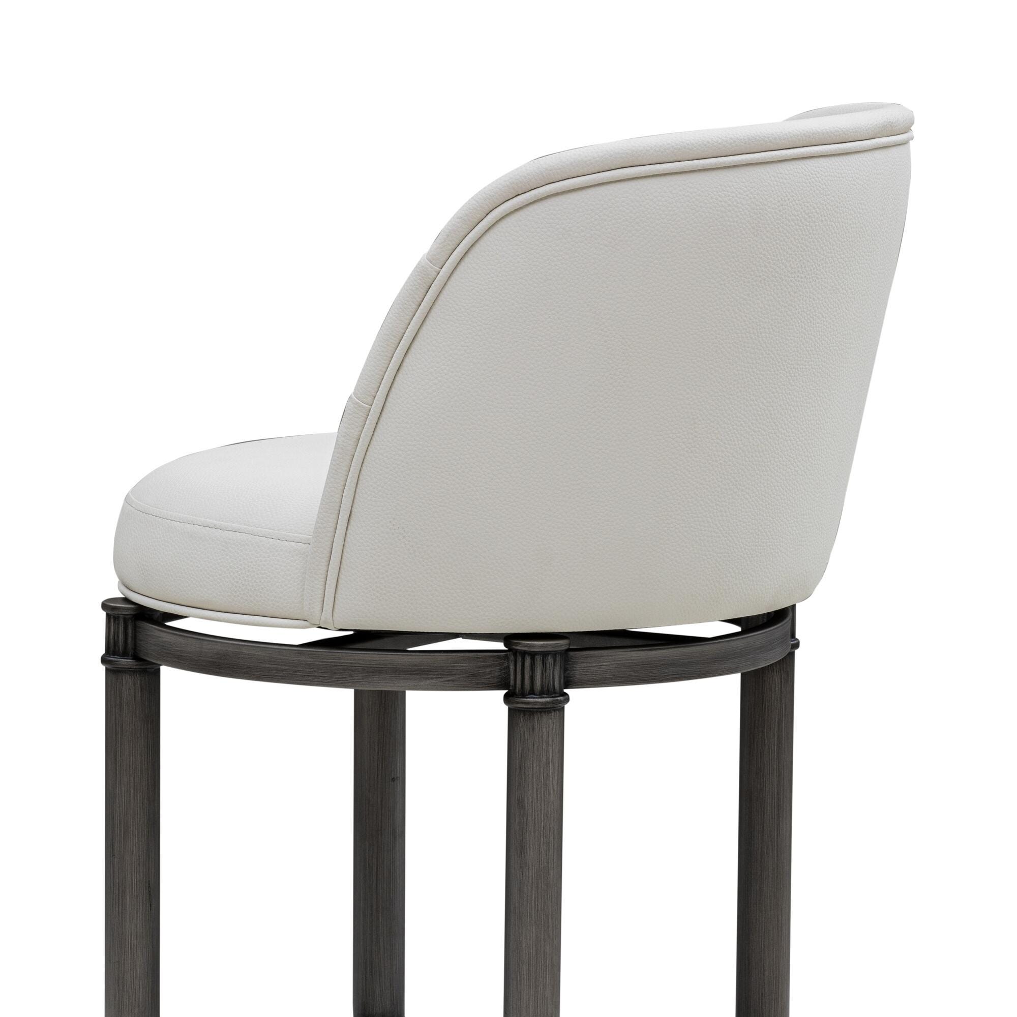 Armen Living EUNICE Swivel Counter Height Barstool, White, large