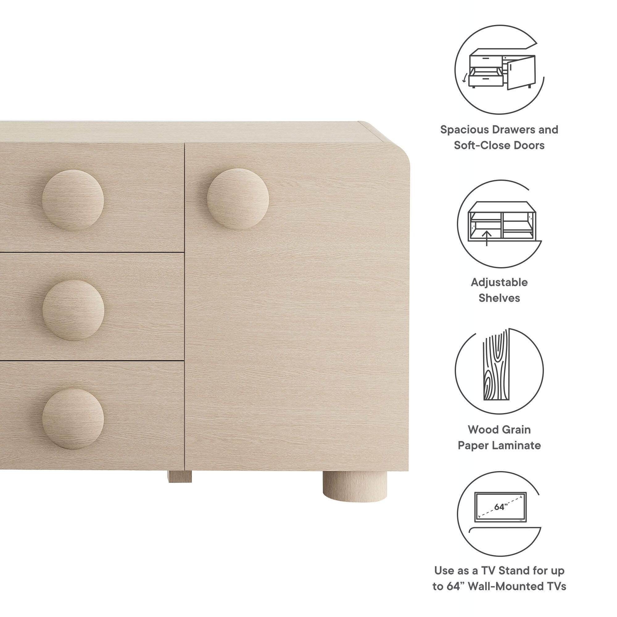 Modway Sonnet Sideboard, Beige, large