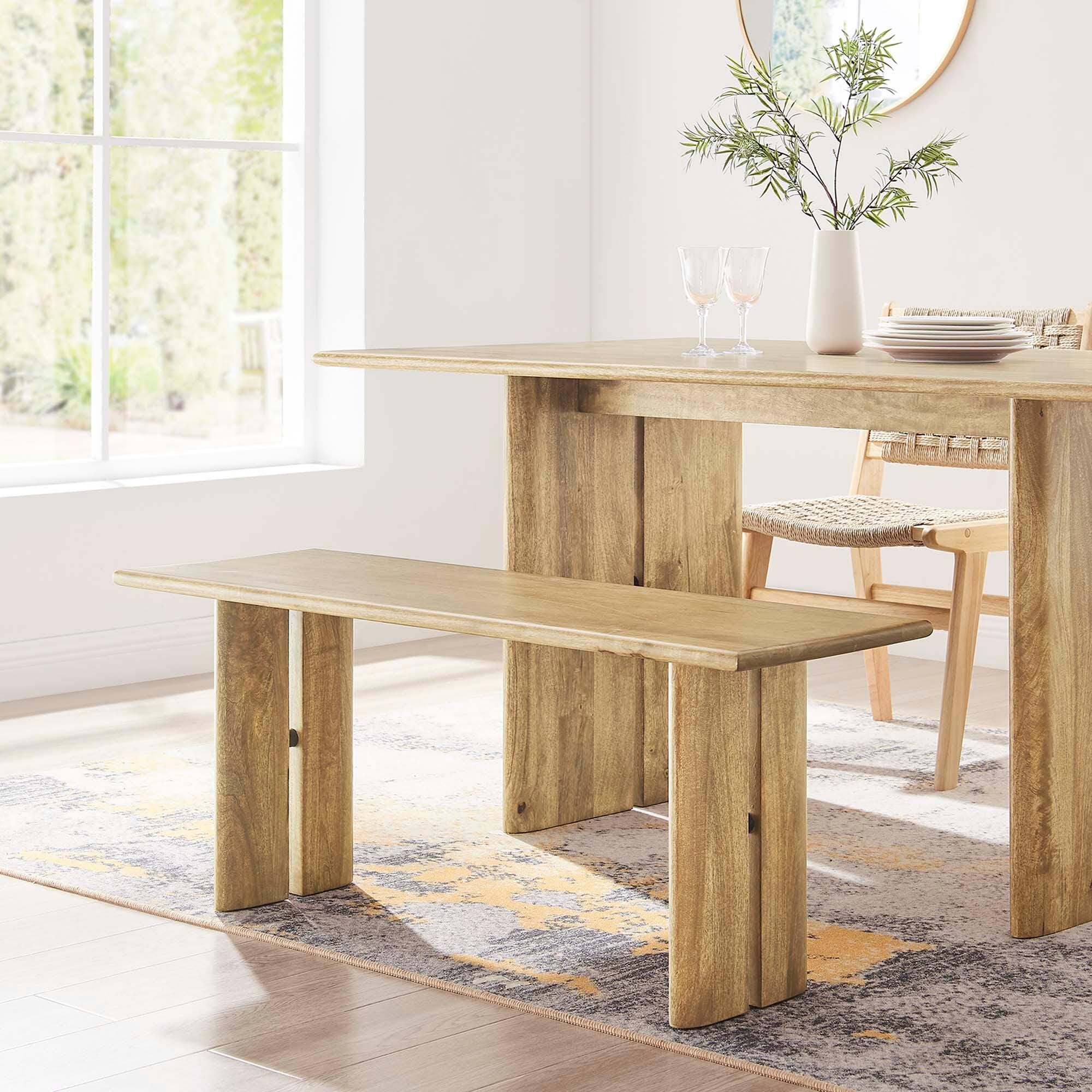 Modway Amistad Solid 46" Dining Bench, Oak, large
