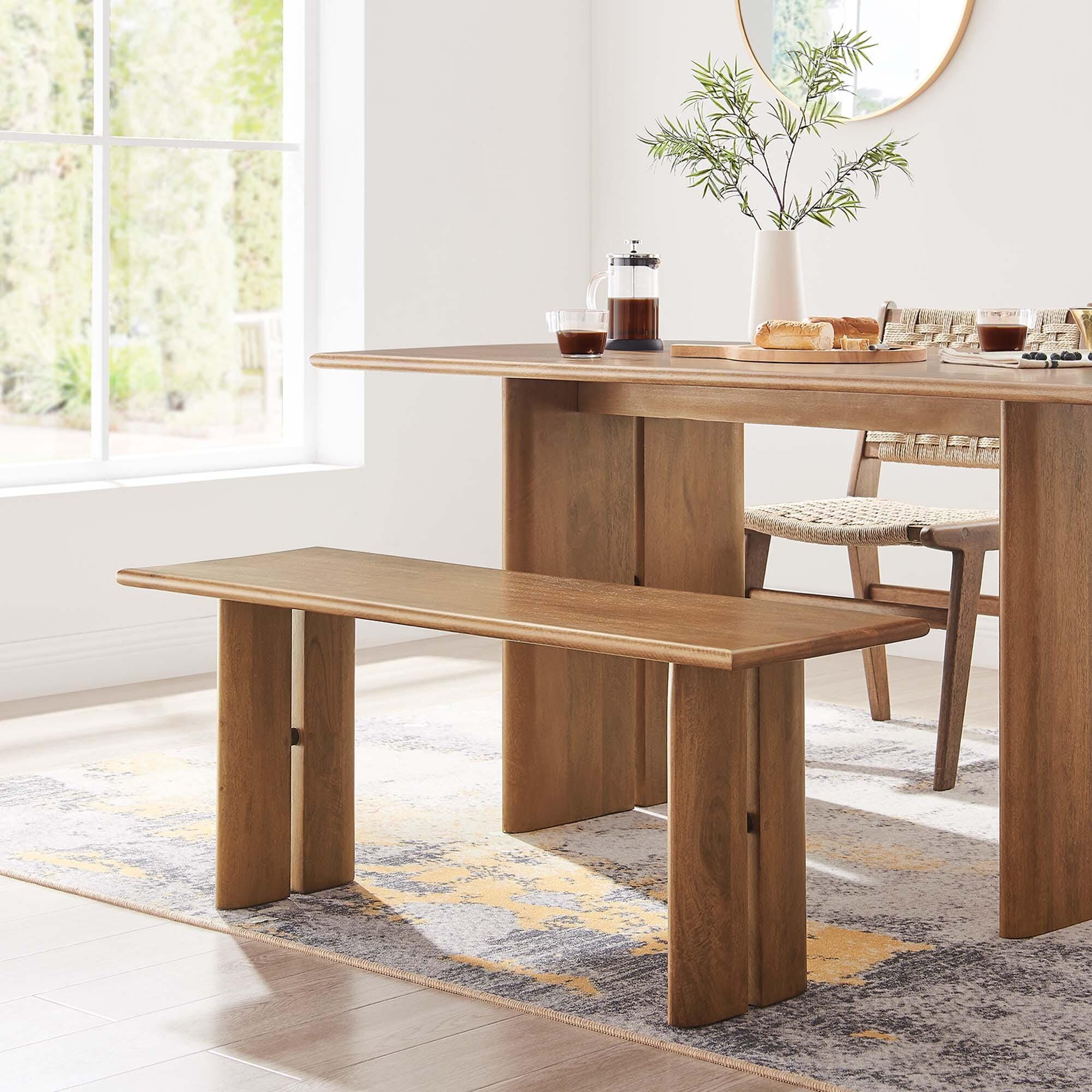 Modway Amistad Solid 46" Dining Bench, Walnut, large
