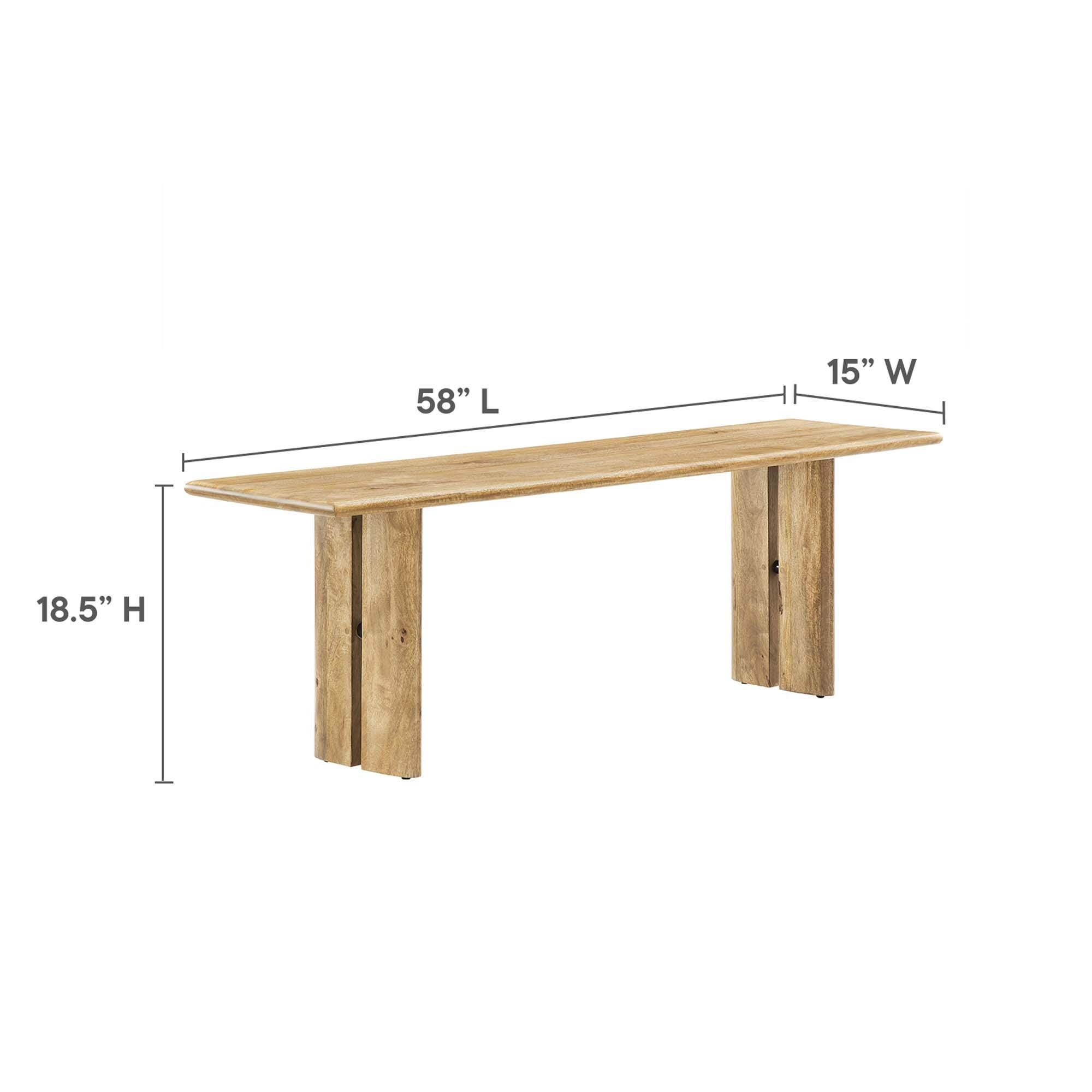 Modway Amistad 58" Dining Bench, Oak, large