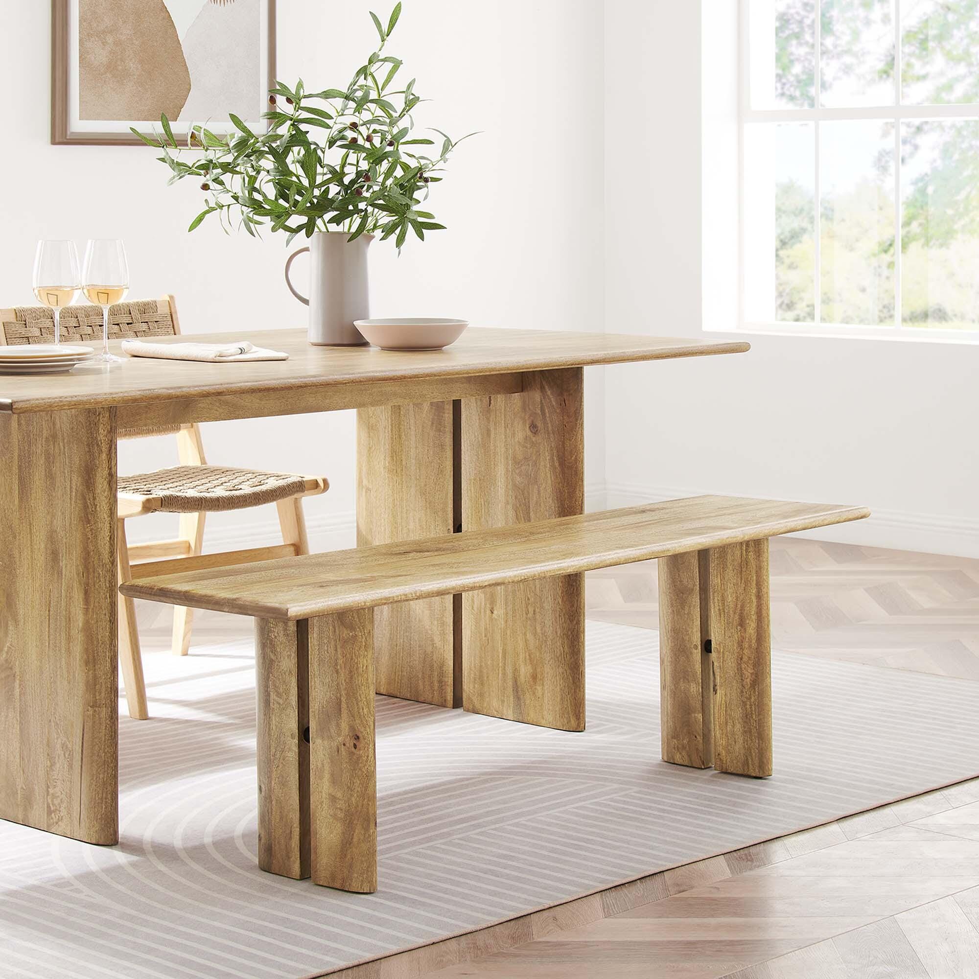 Modway Amistad 58" Dining Bench, Oak, large
