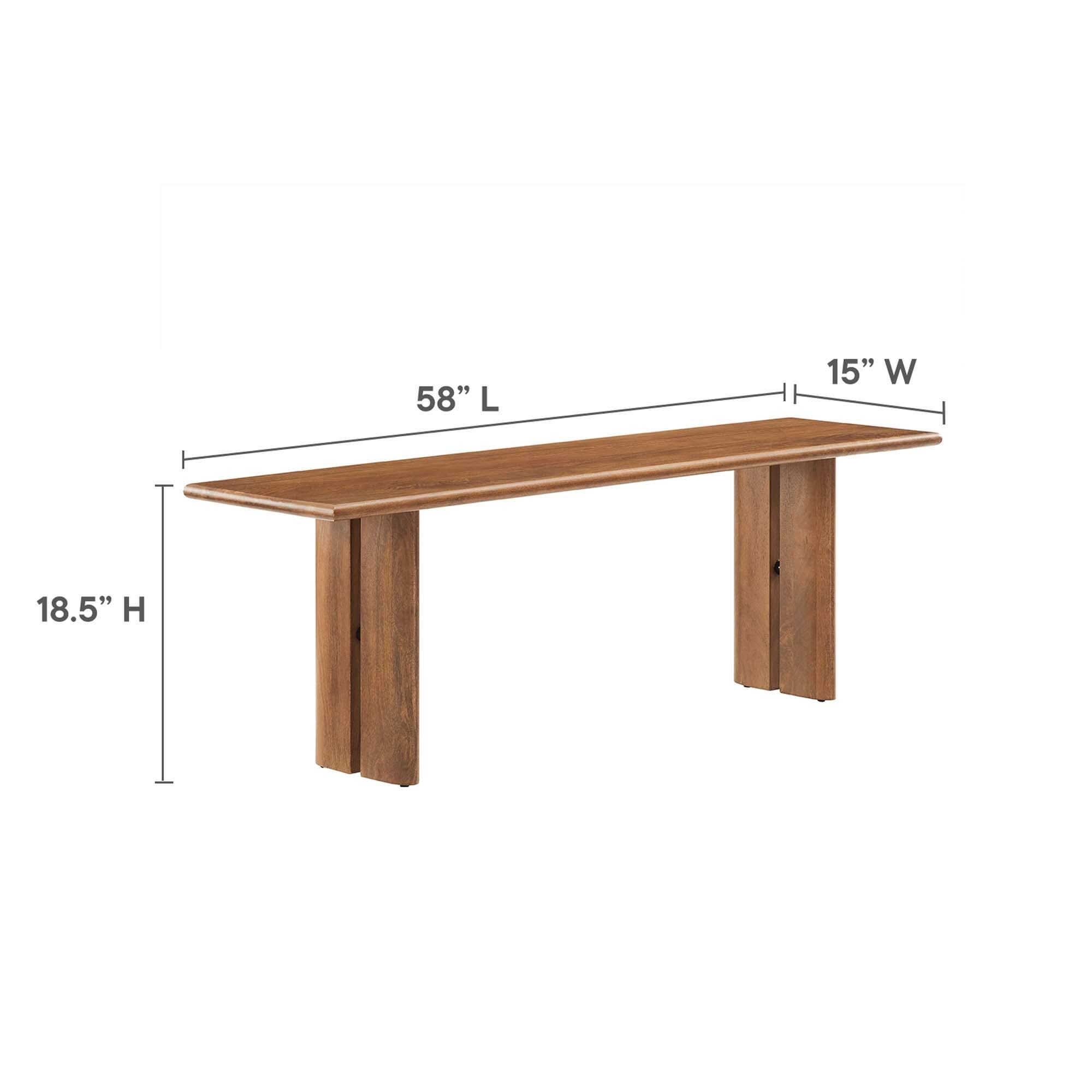 Modway Amistad 58" Dining Bench, Walnut, large
