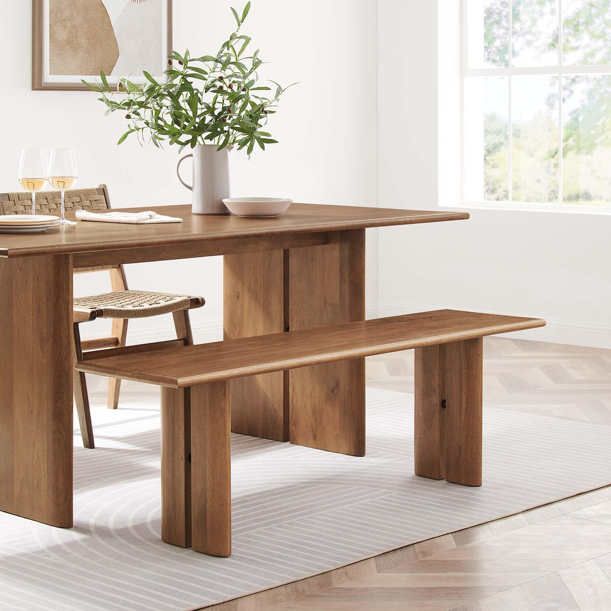 Modway Amistad 58" Dining Bench, Walnut, large