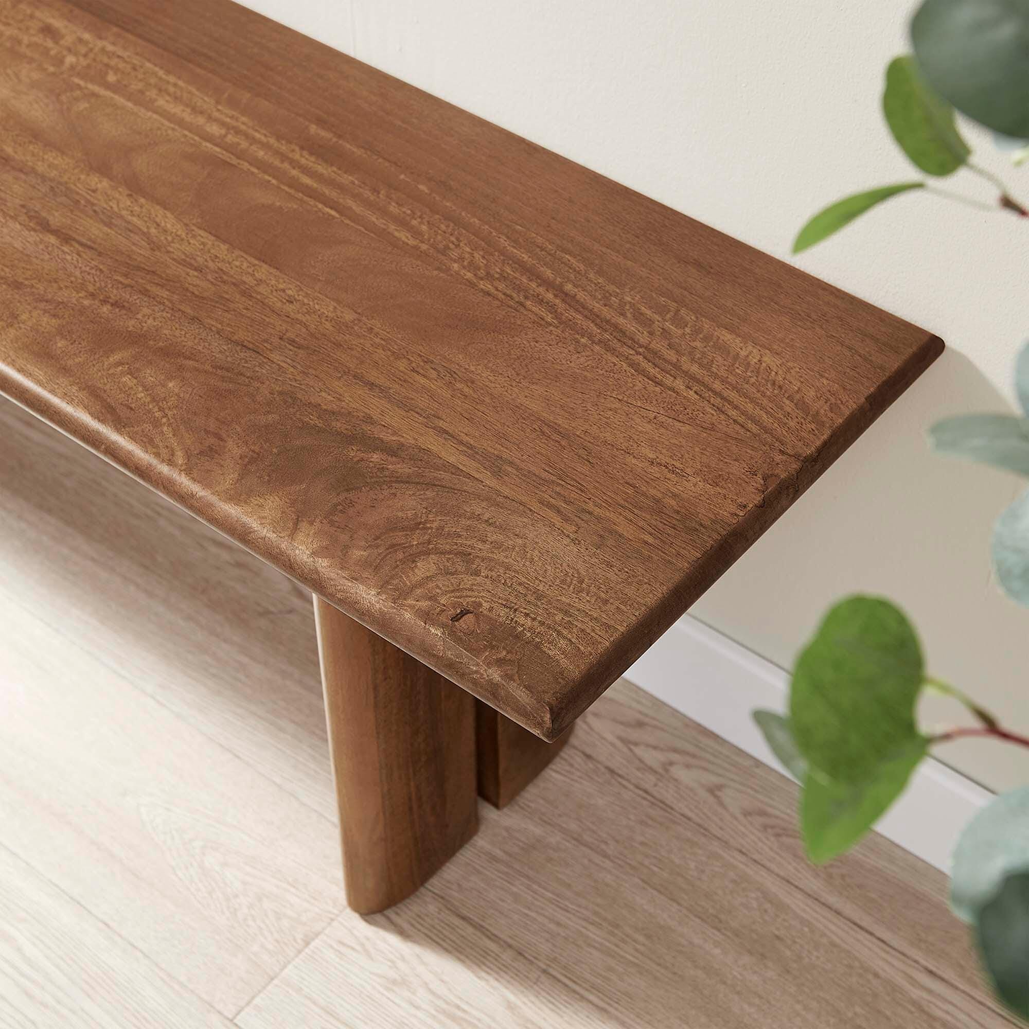 Modway Amistad 58" Dining Bench, Walnut, large