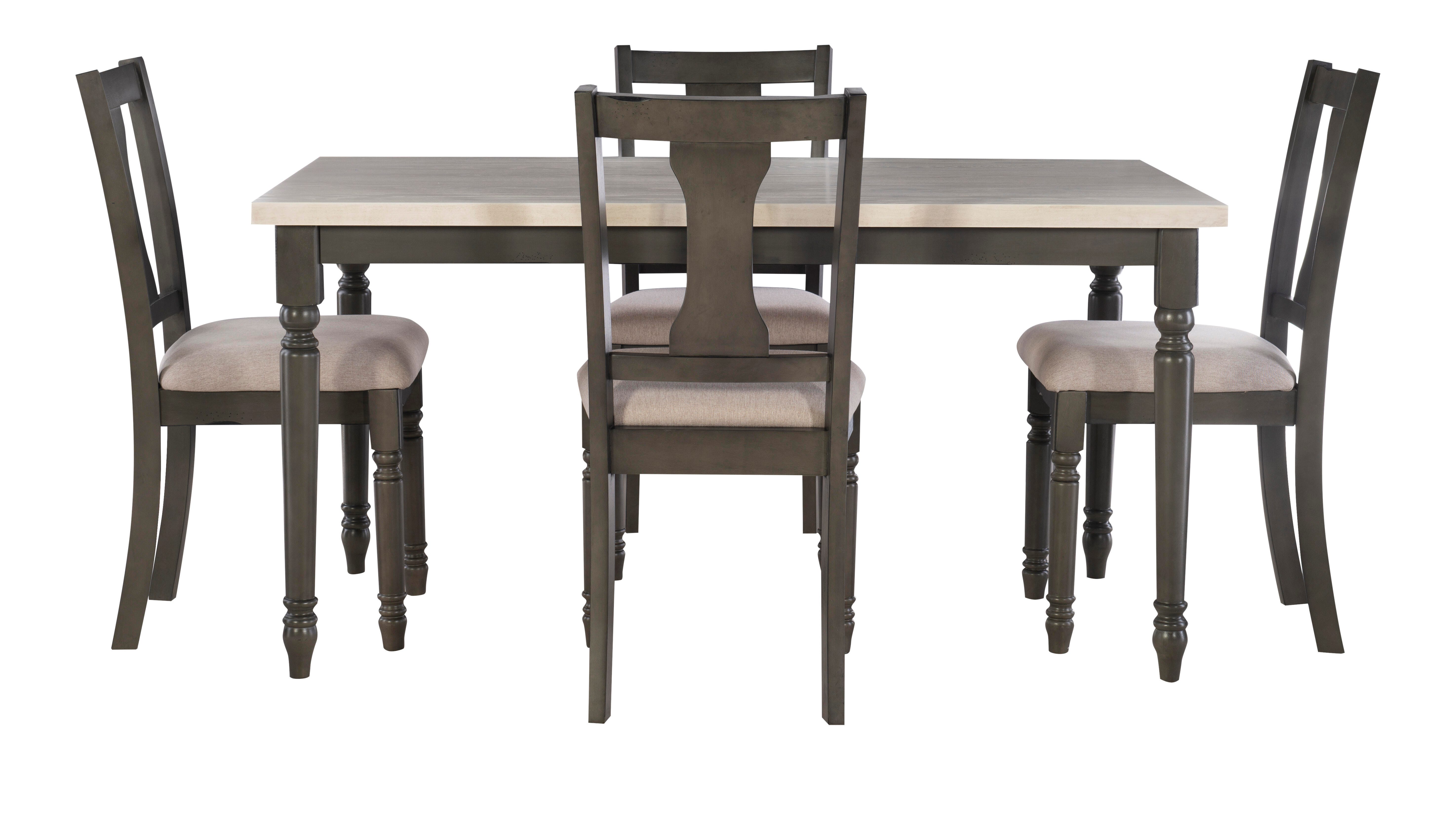 Linon Wesley Dining Table and 4 Chairs Set, Gray, large