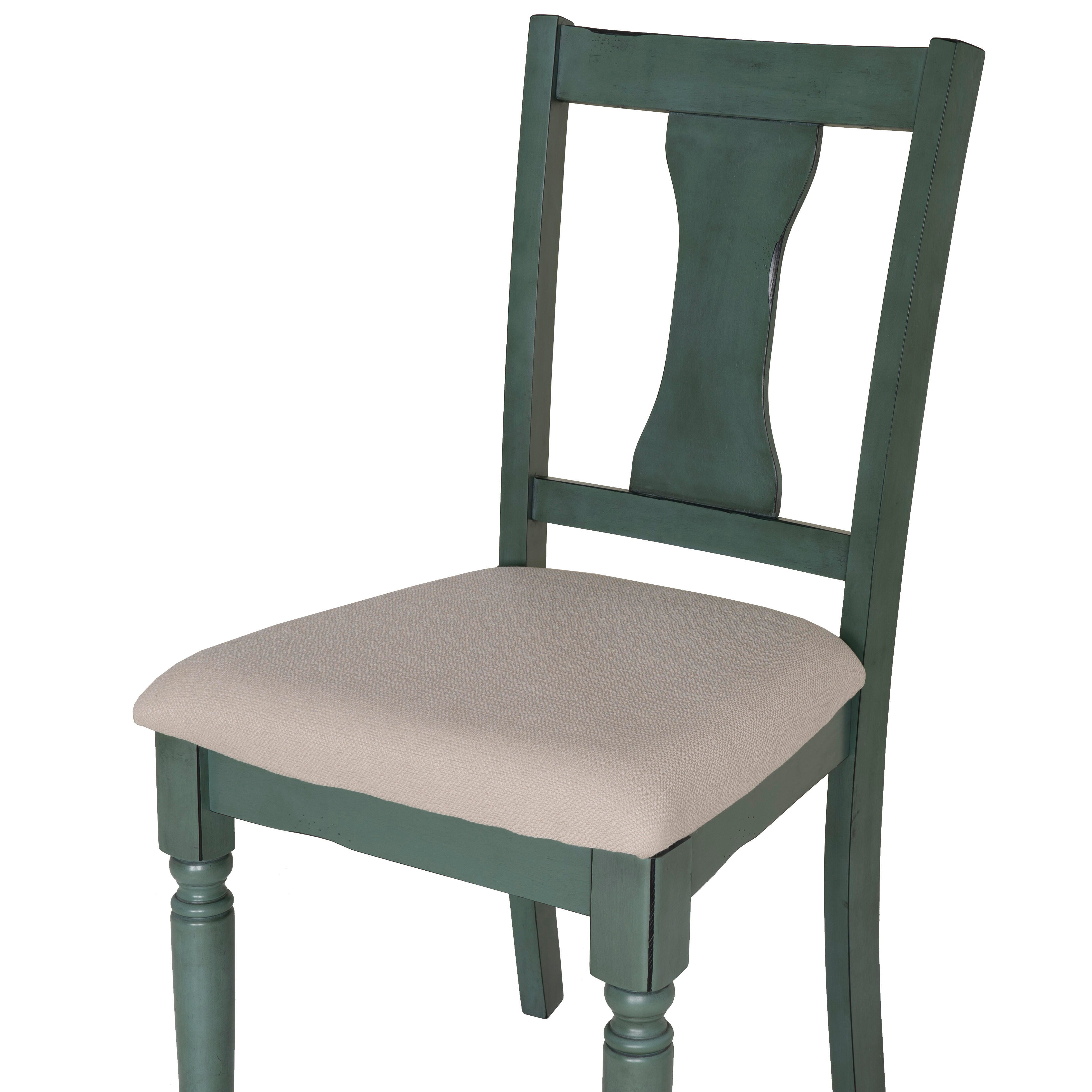 Linon Wesley Dining Table and 4 Chairs Set, Teal Blue, large