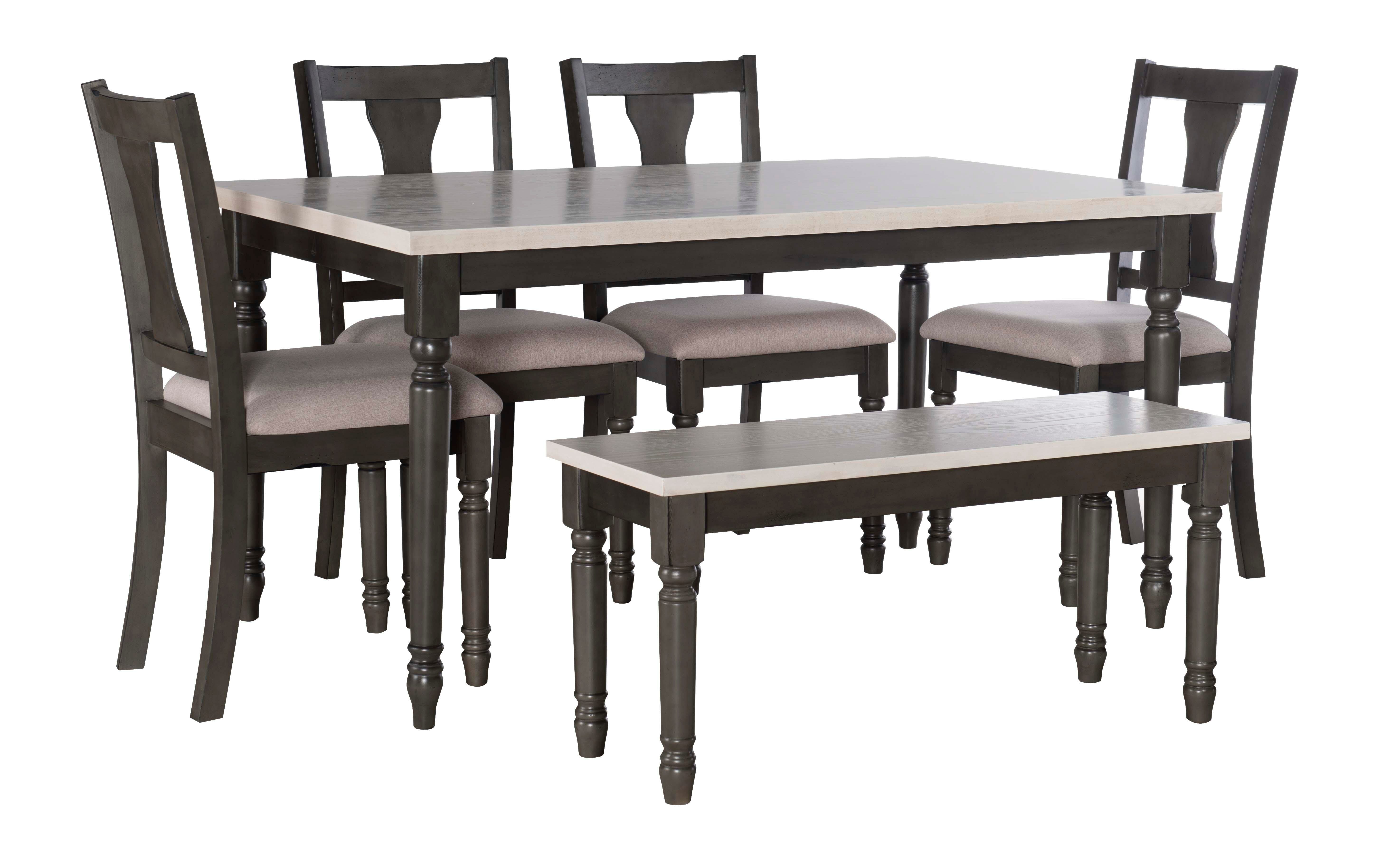 Linon Wesley Dining Table and 5 Chairs Set, Gray, large