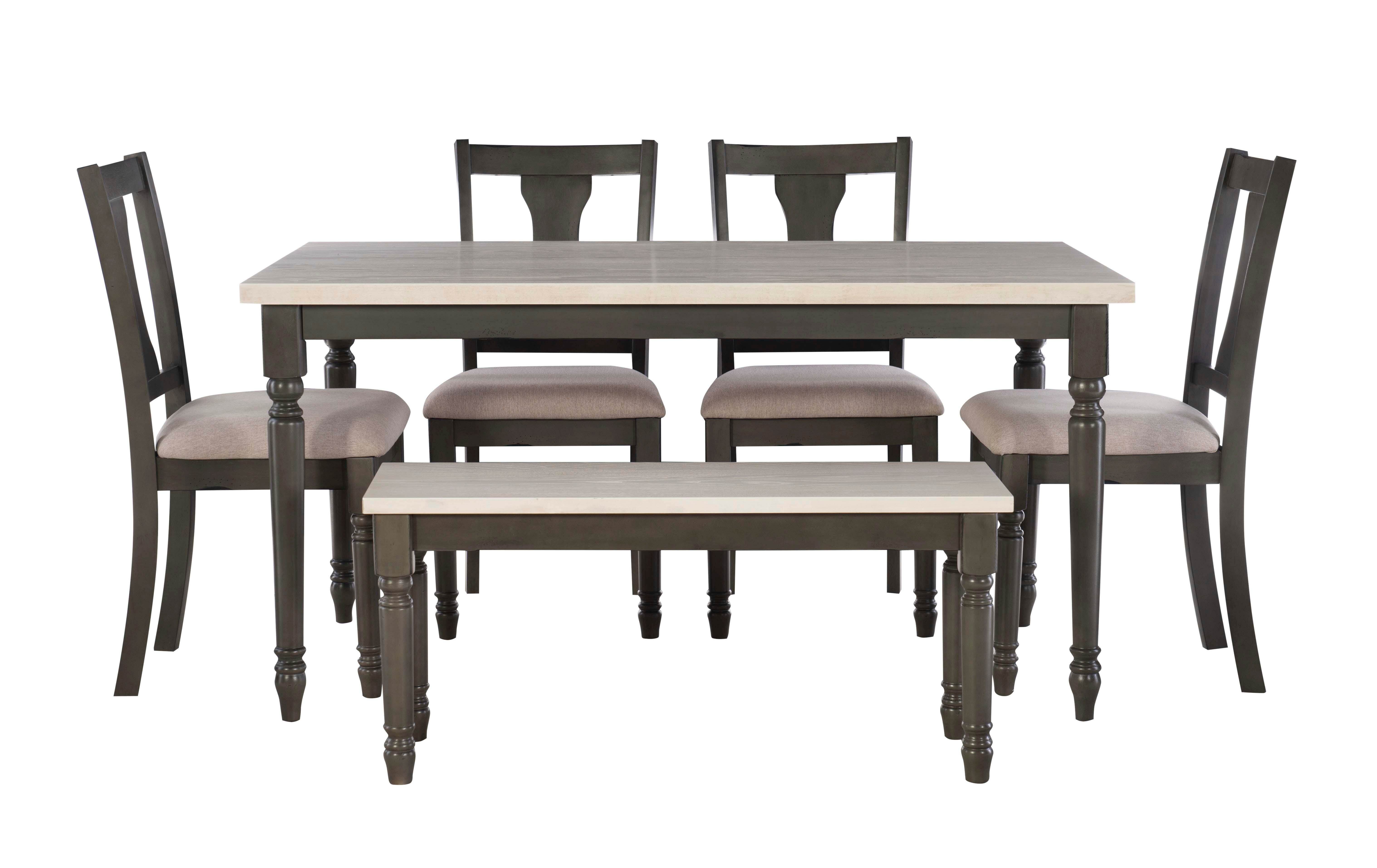 Linon Wesley Dining Table and 5 Chairs Set, Gray, large