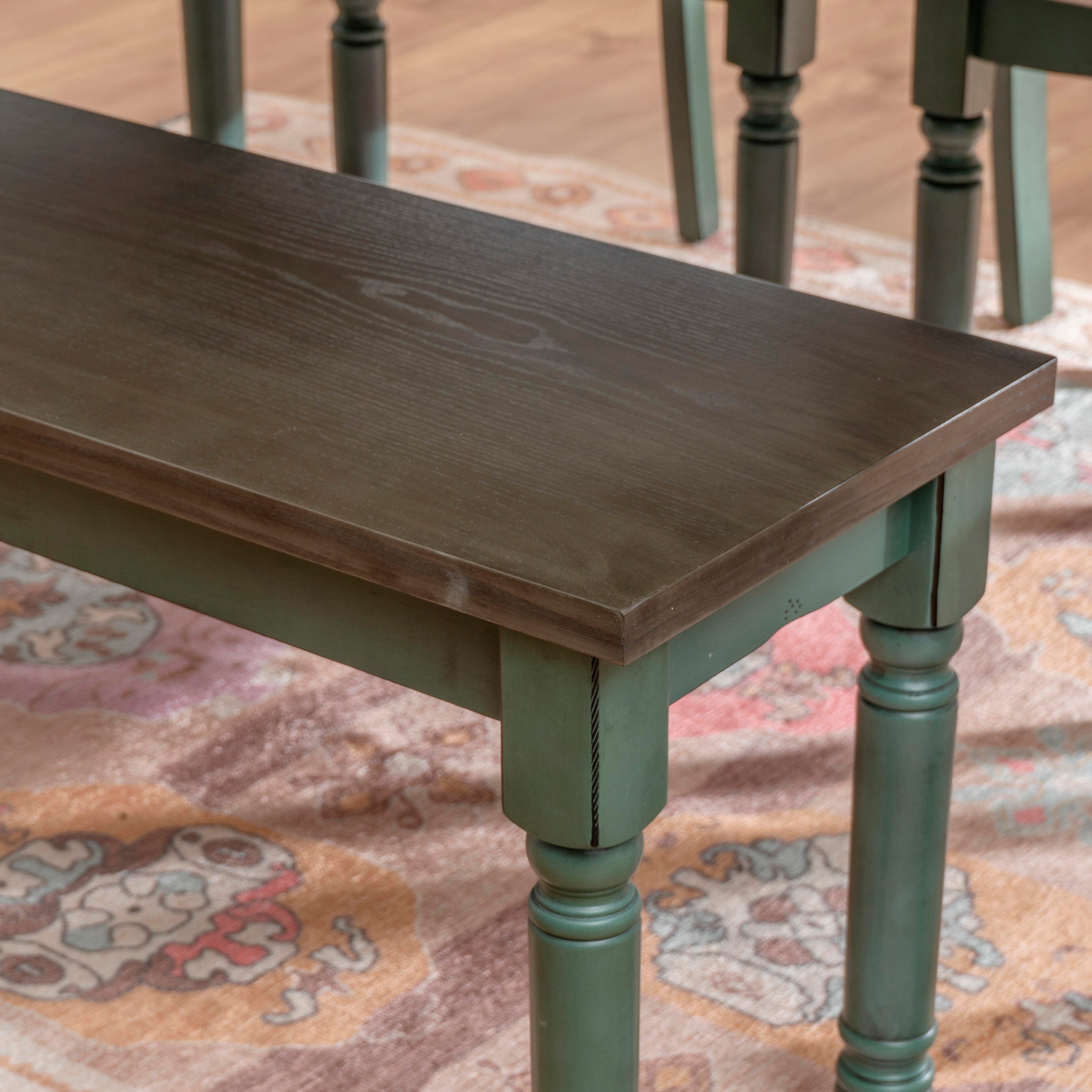 Linon Wesley Dining Table and 5 Chairs Set, Teal Blue, large