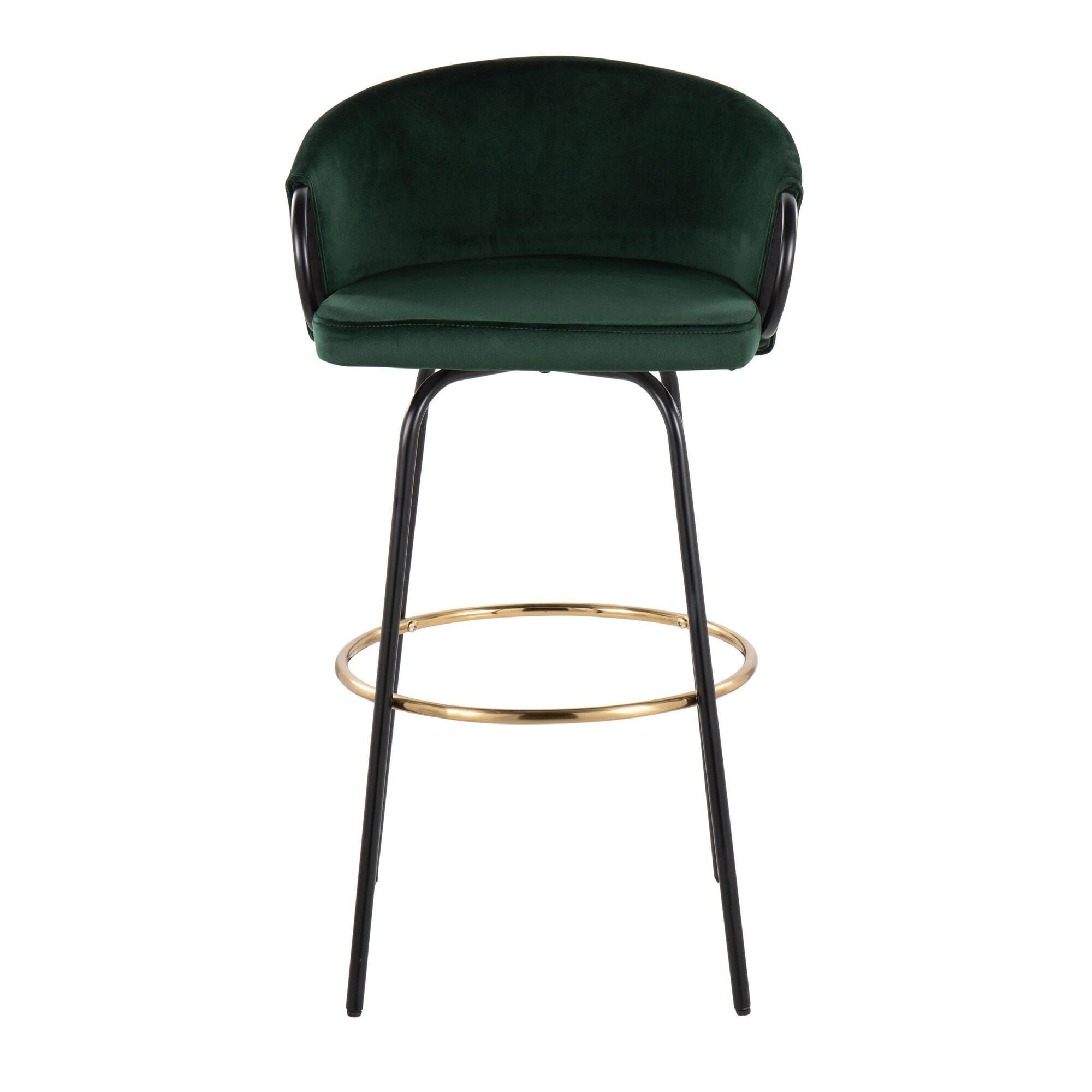 LumiSource Claire Barstool (Set of 2), Green, large