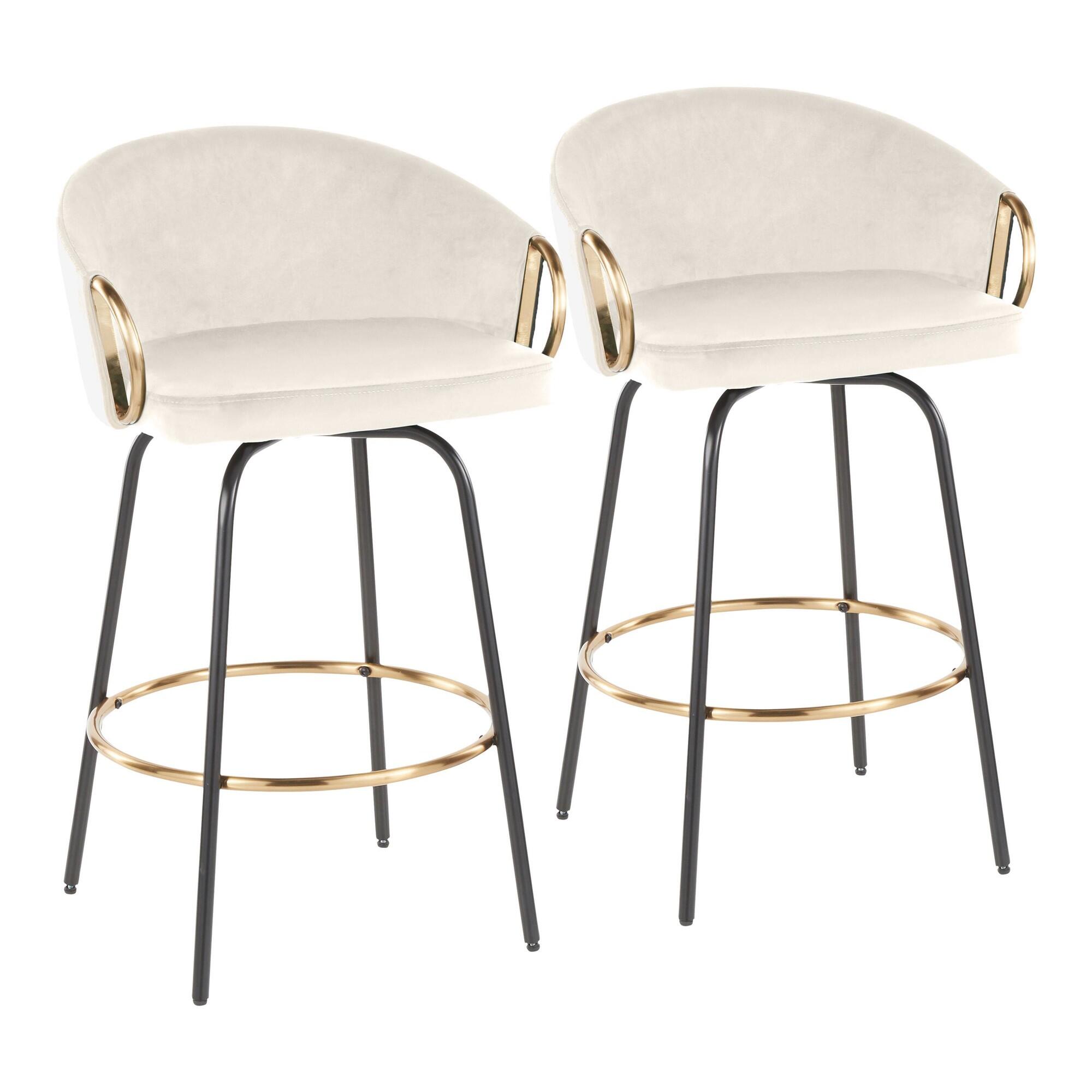 LumiSource Claire Counter Stool (Set of 2), Cream, large