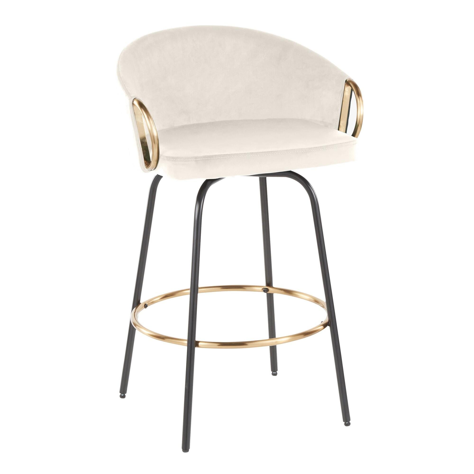 LumiSource Claire Counter Stool (Set of 2), Cream, large