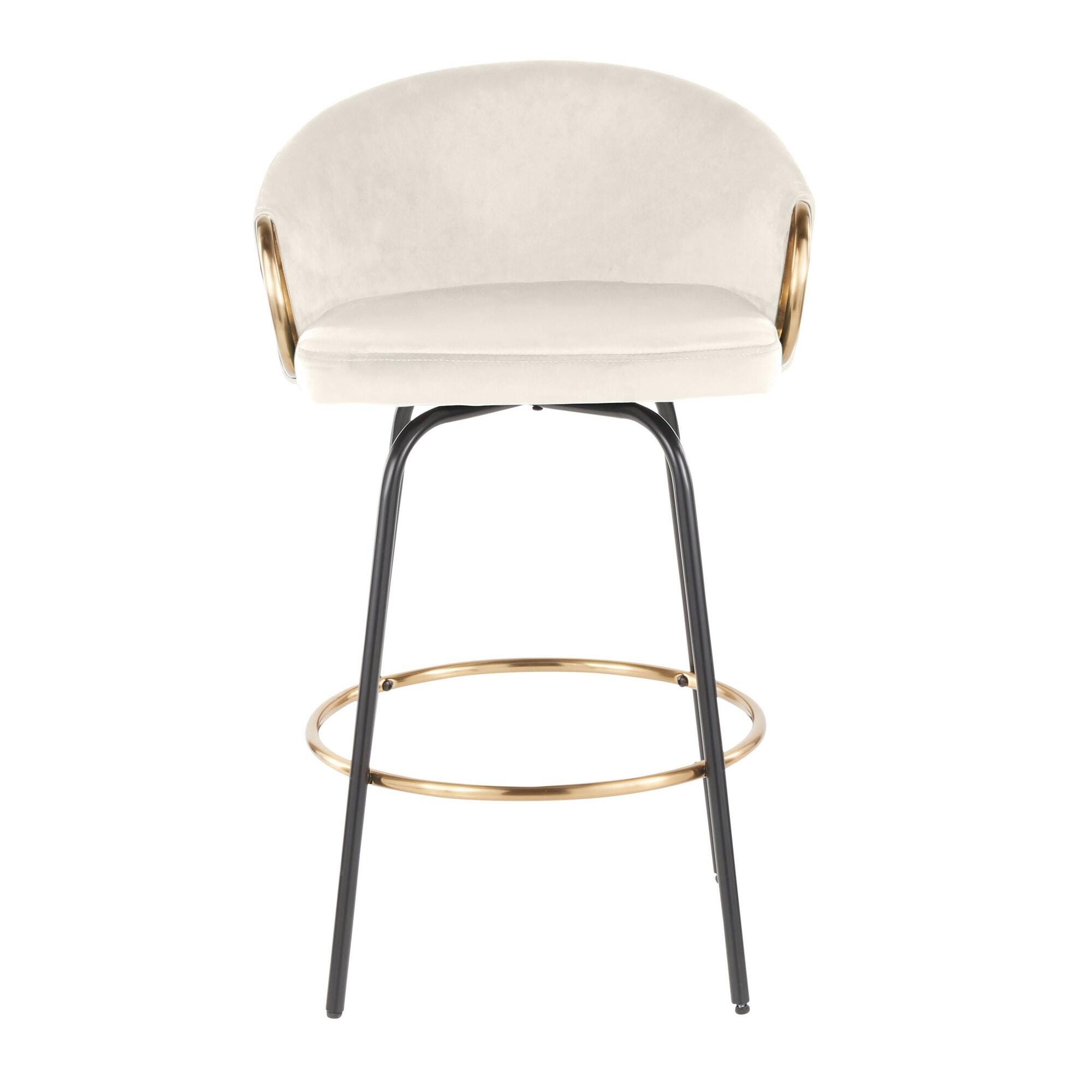 LumiSource Claire Counter Stool (Set of 2), Cream, large