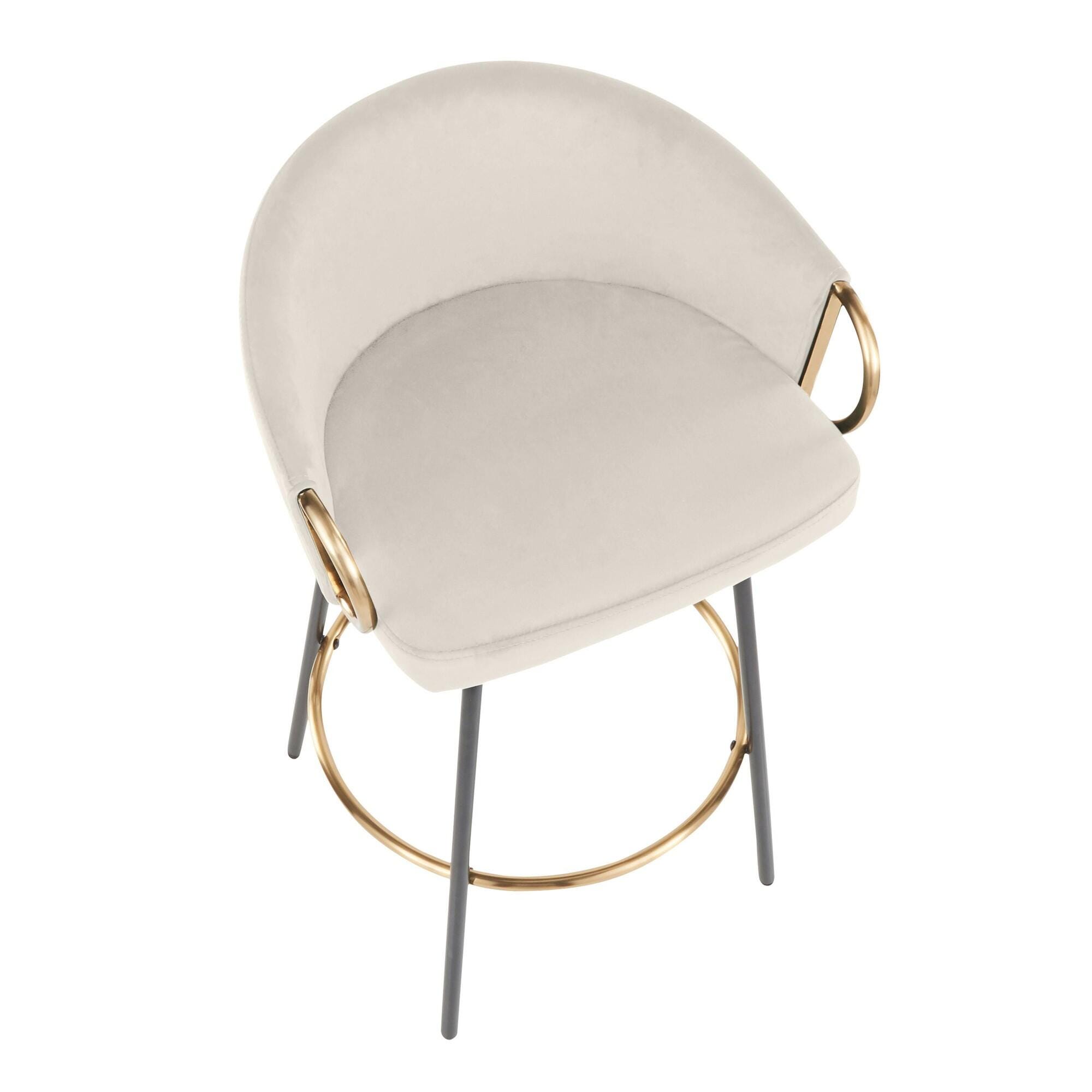 LumiSource Claire Counter Stool (Set of 2), Cream, large