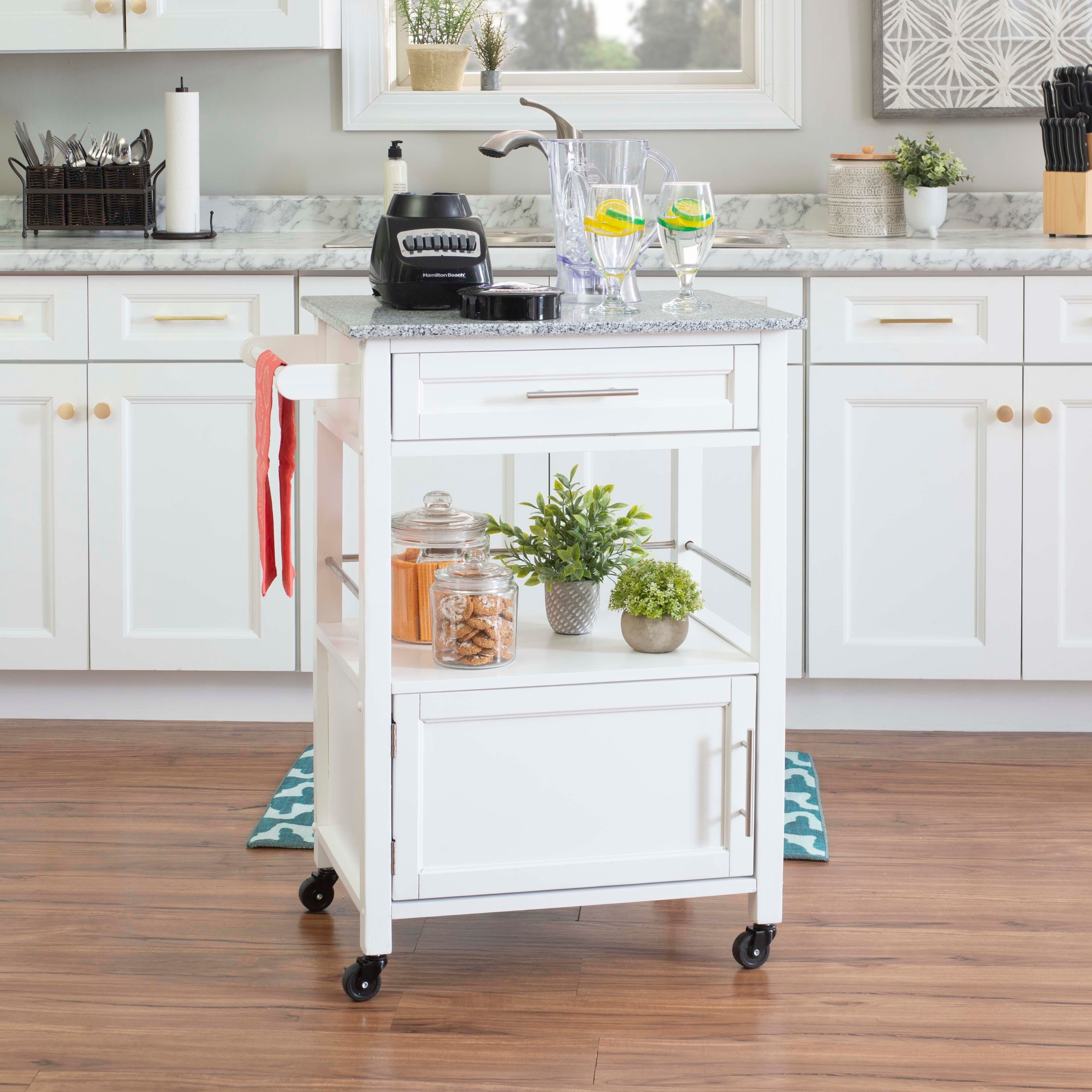 Linon Mitchell Kitchen Cart with Granite Top, , rollover