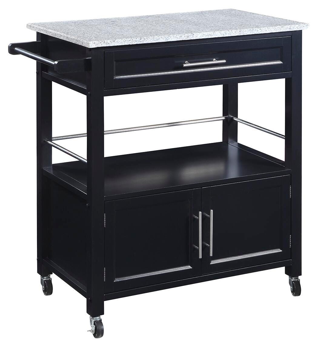 Linon Cameron Kitchen Cart, Black, large
