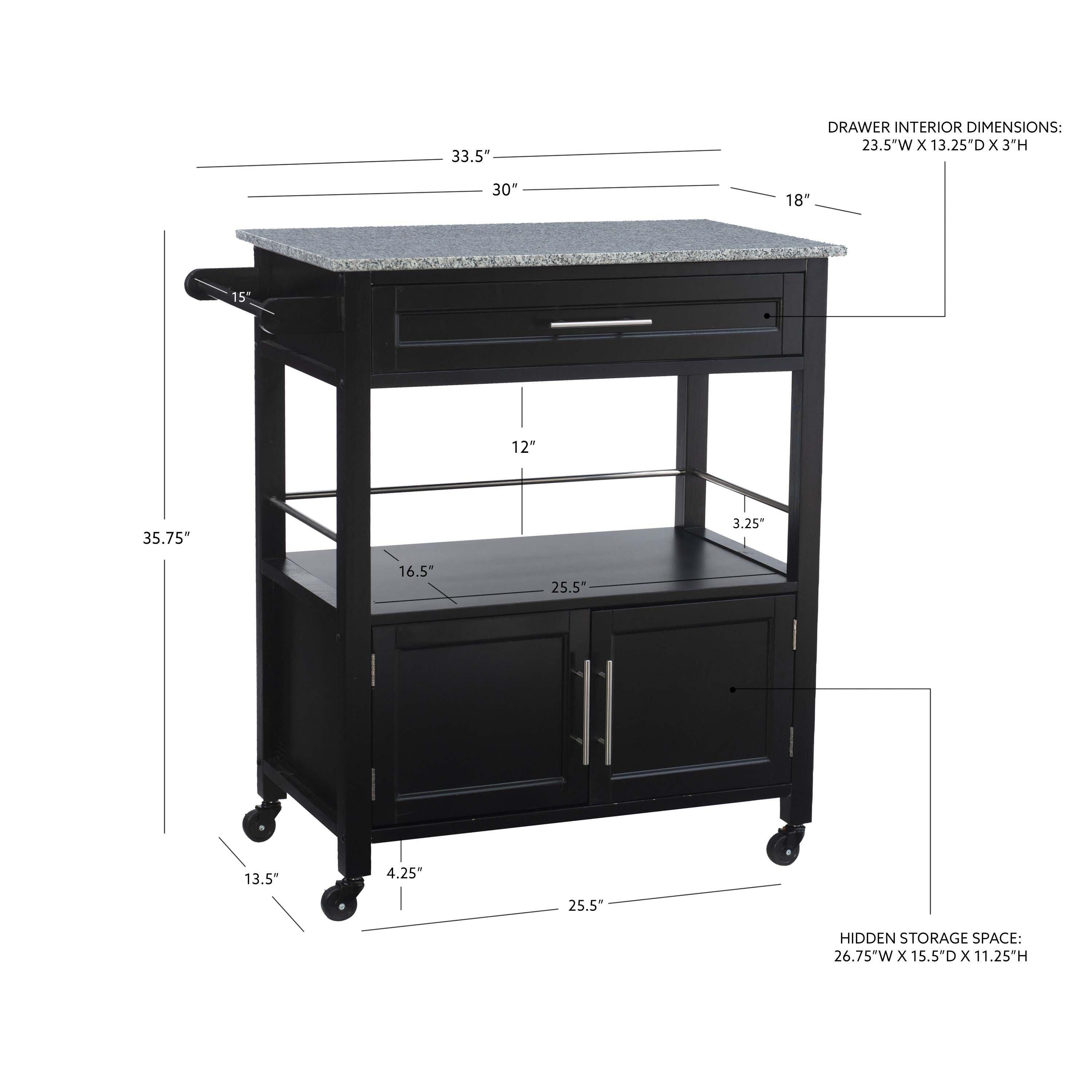 Linon Cameron Kitchen Cart, Black, large