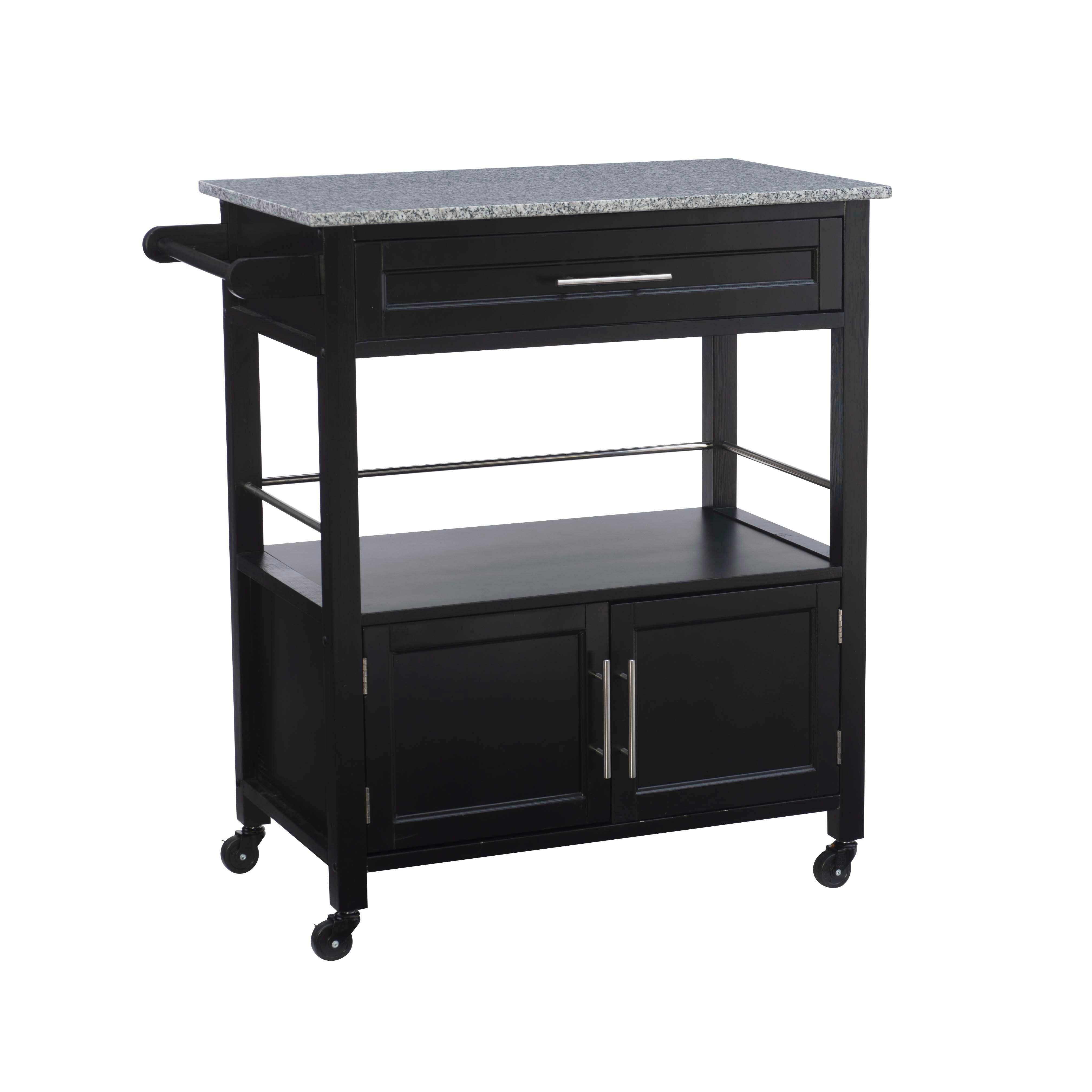 Linon Cameron Kitchen Cart, Black, large