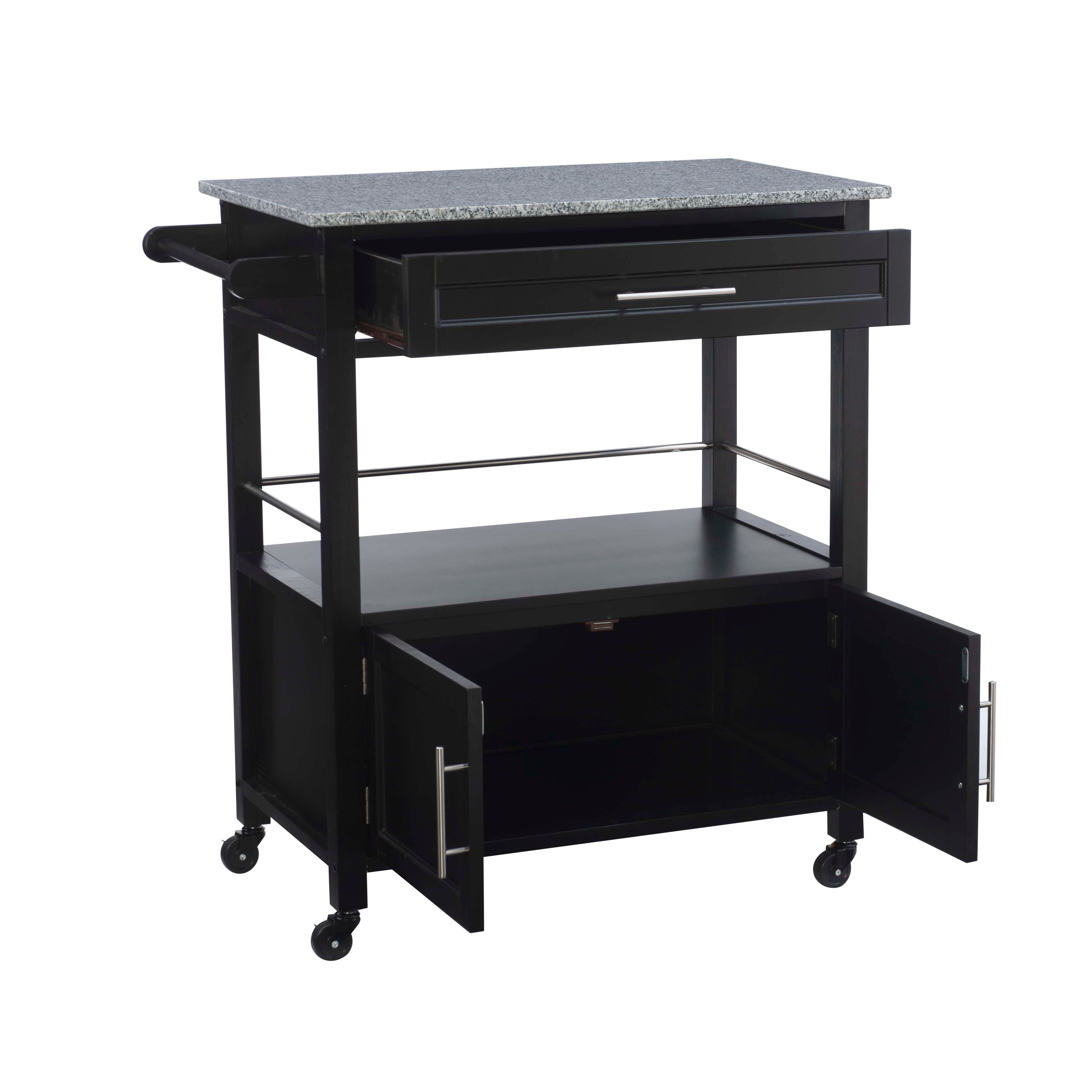 Linon Cameron Kitchen Cart, Black, large