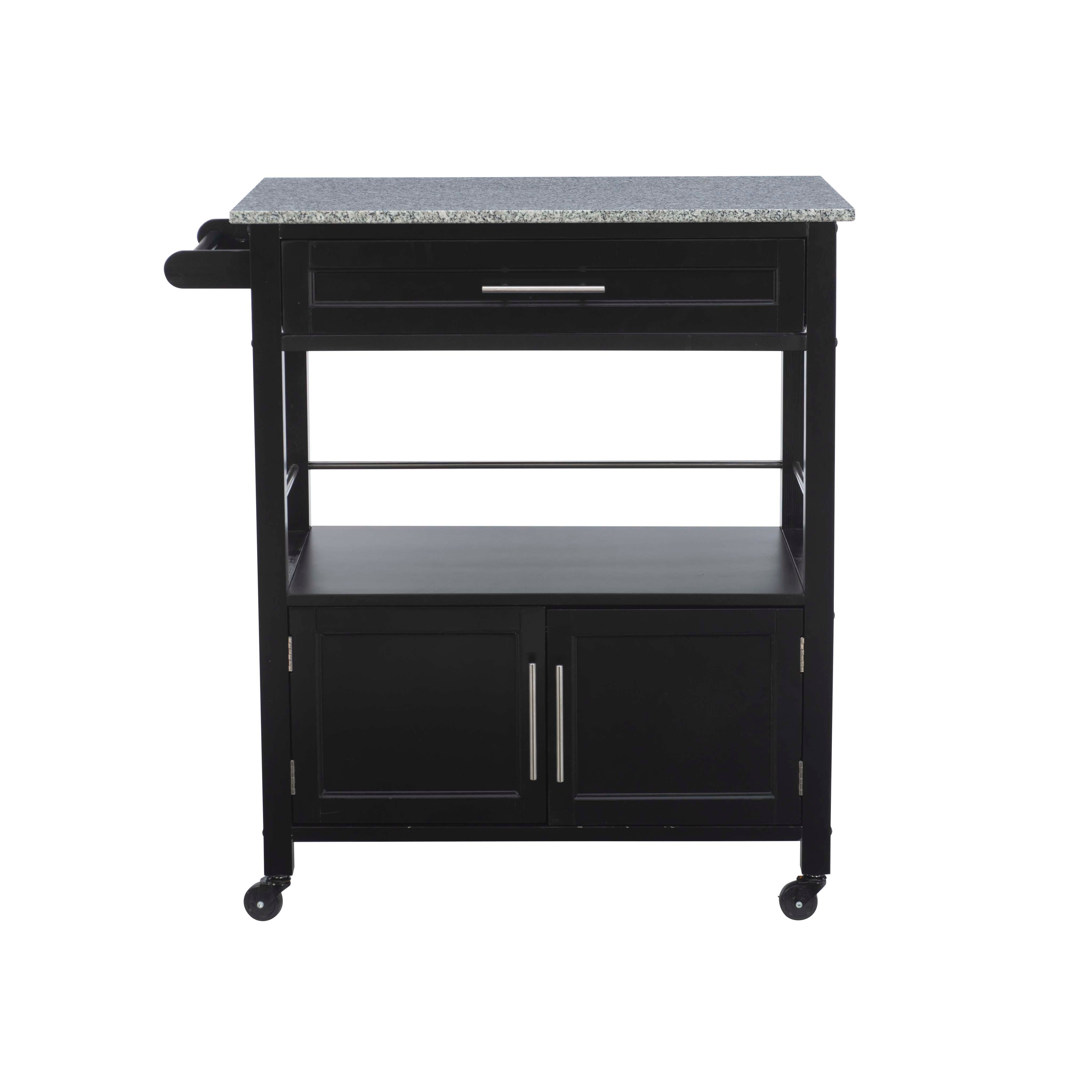 Linon Cameron Kitchen Cart, Black, large