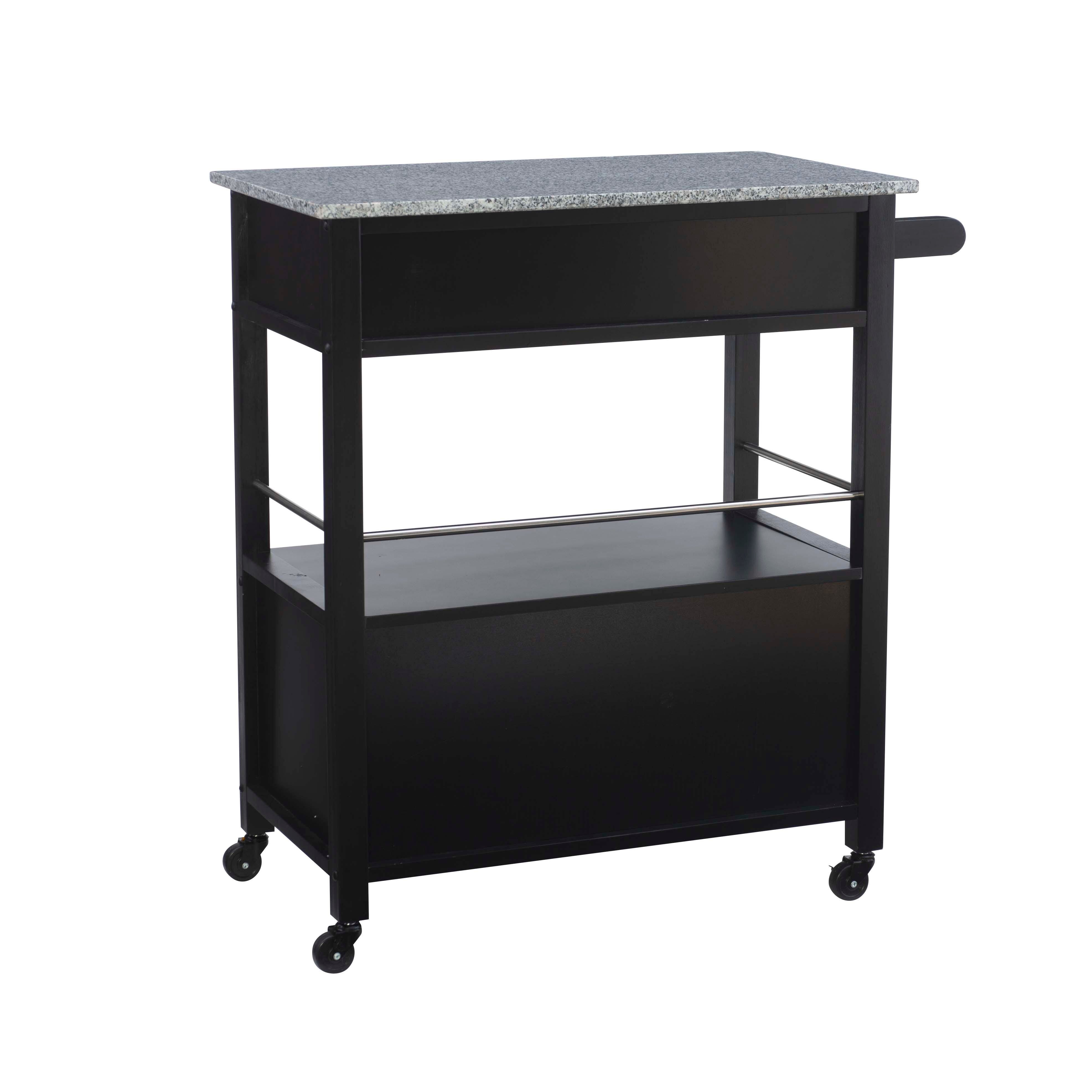 Linon Cameron Kitchen Cart, Black, large