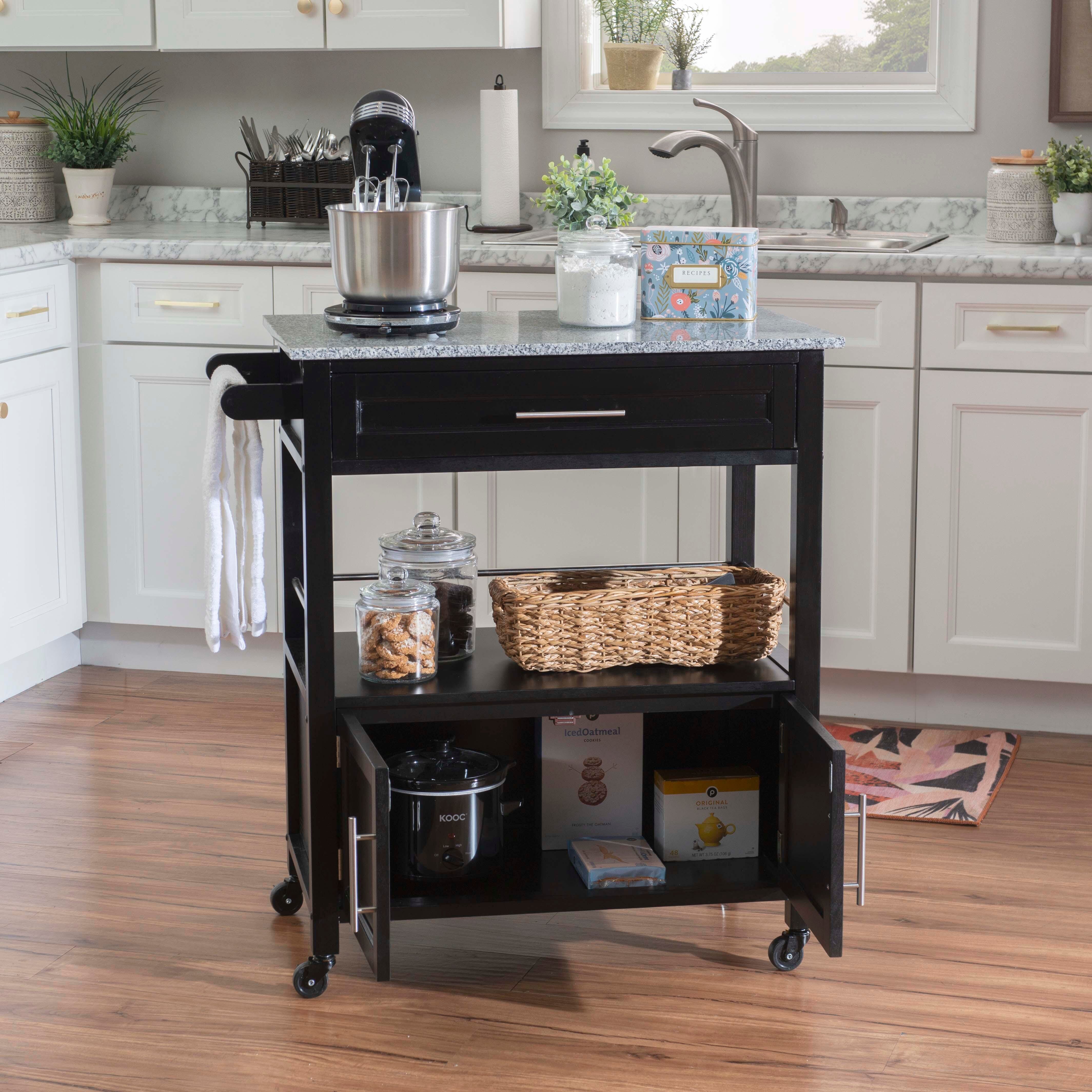 Linon Cameron Kitchen Cart, Black, large