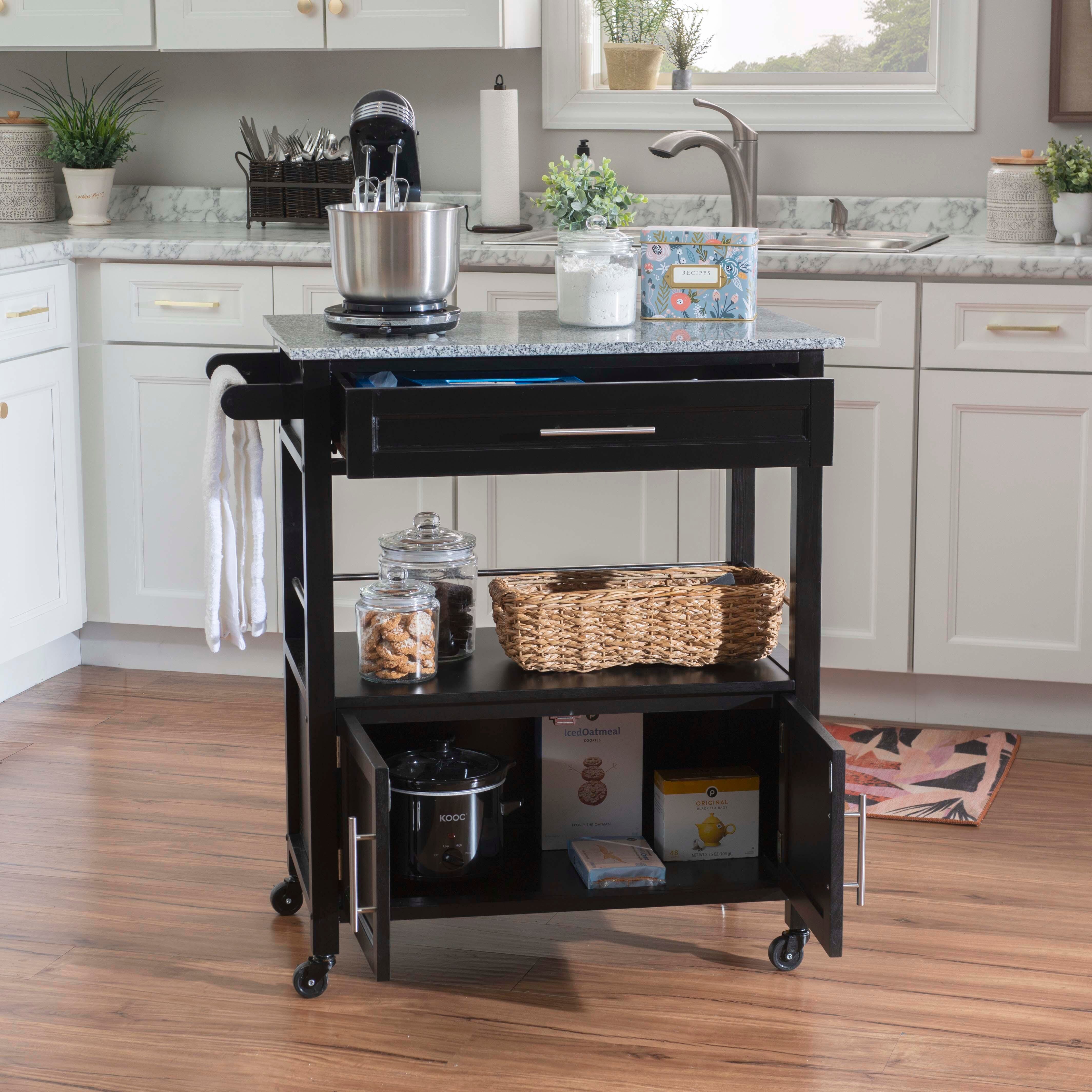 Linon Cameron Kitchen Cart, Black, large