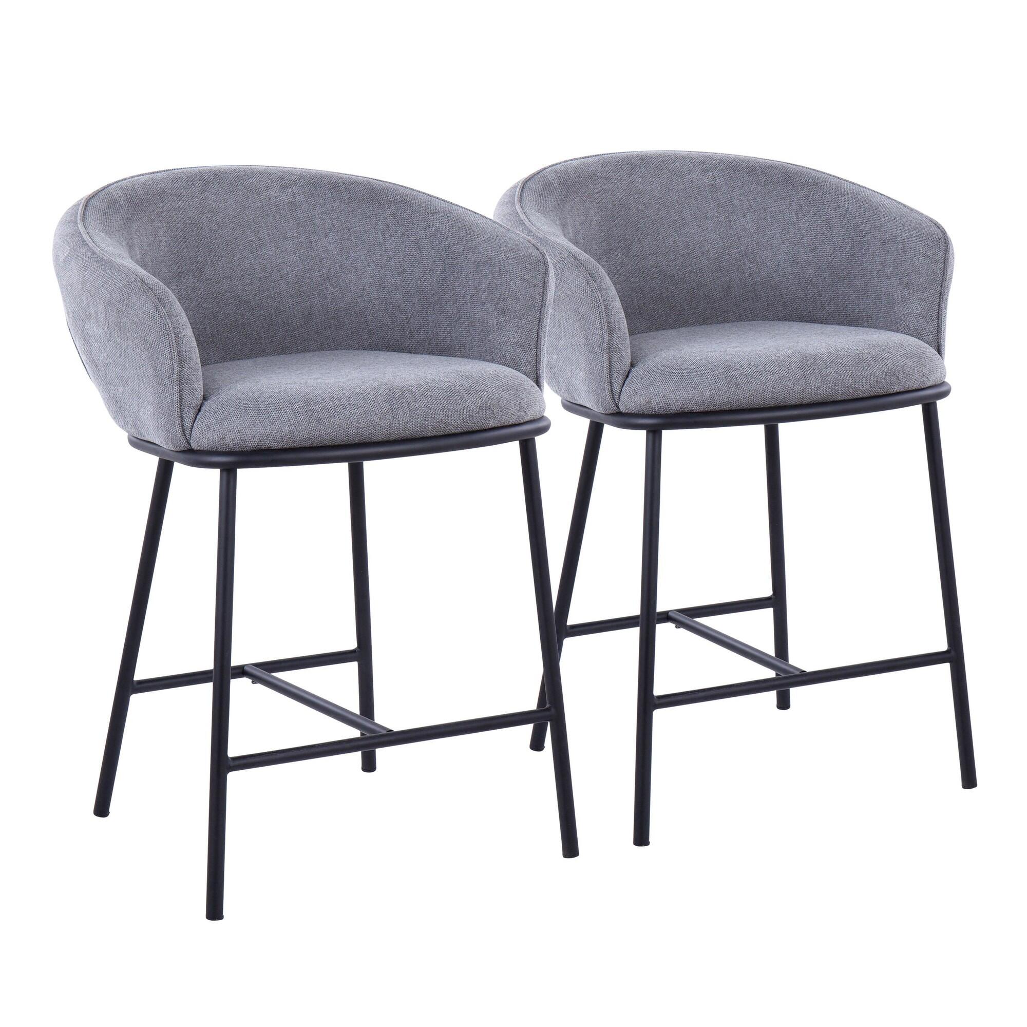 LumiSource Ashland Counter Stool (Set of 2), Gray, large